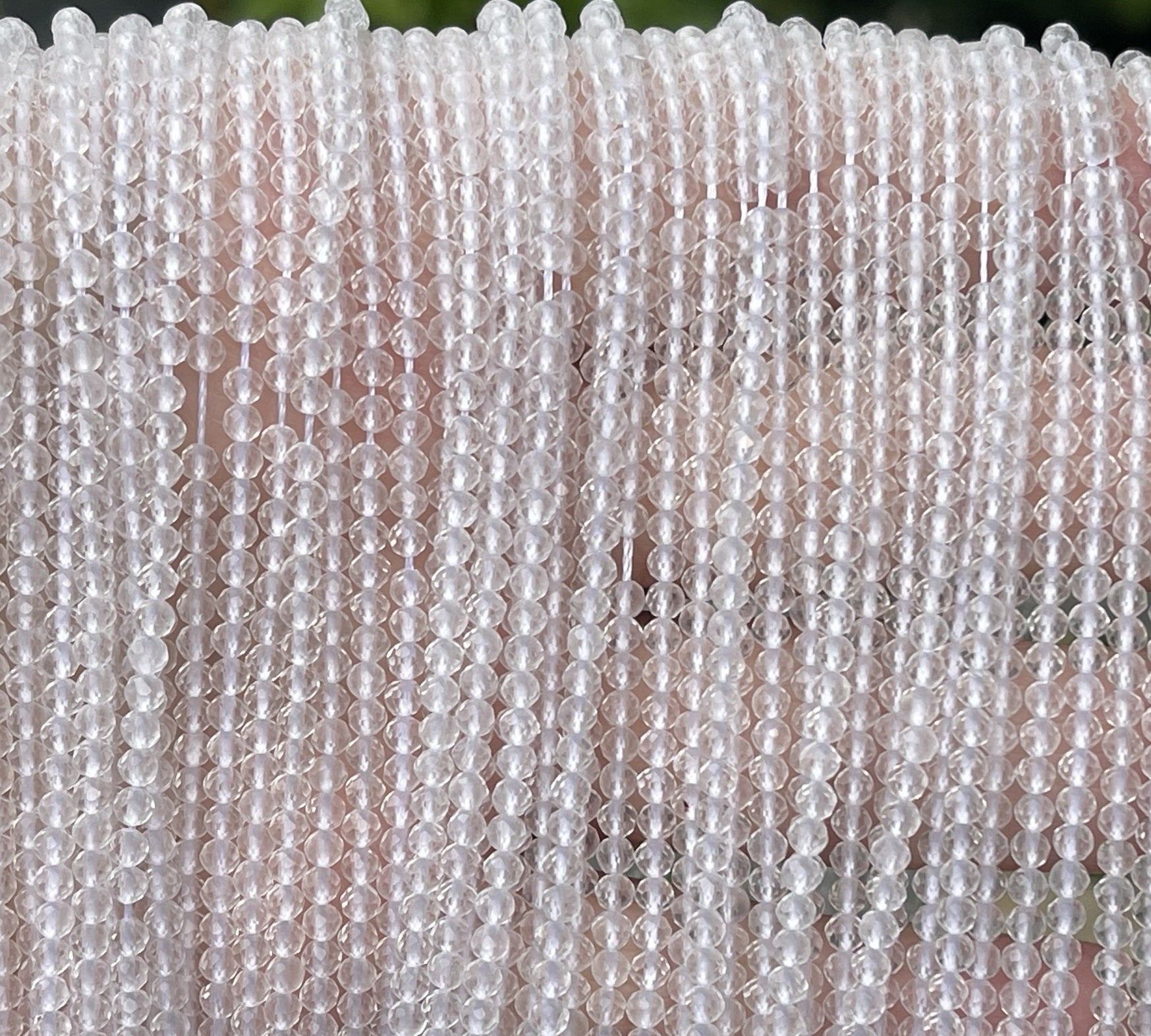 Clear Quartz 2.5mm faceted round natural gemstone beads 16" strand