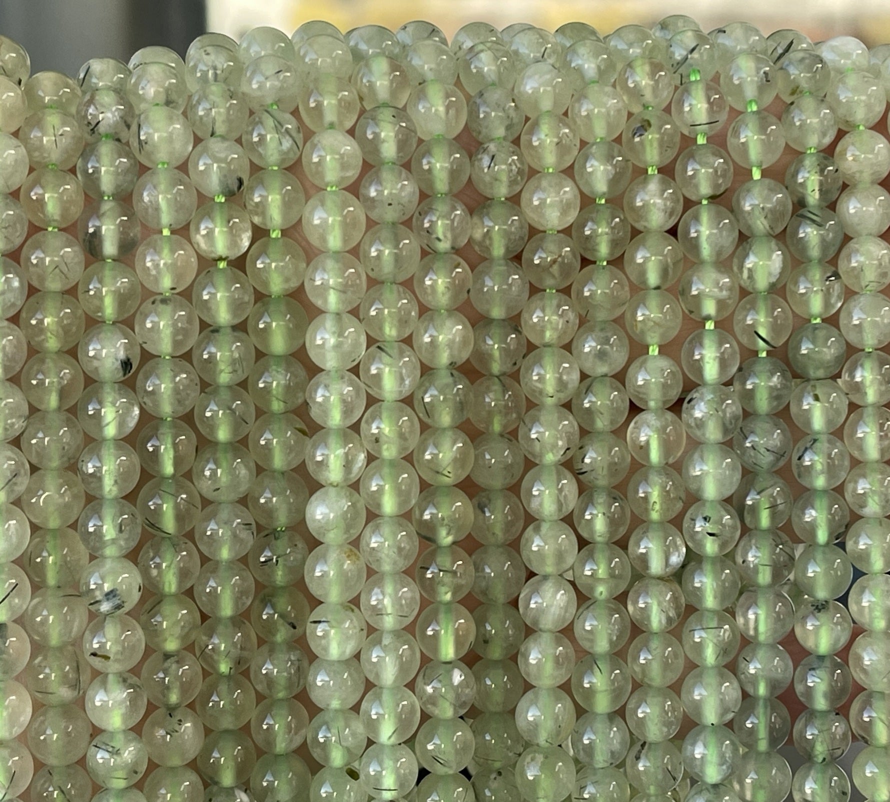 Prehnite 6mm round natural gemstone beads 15.5" strand