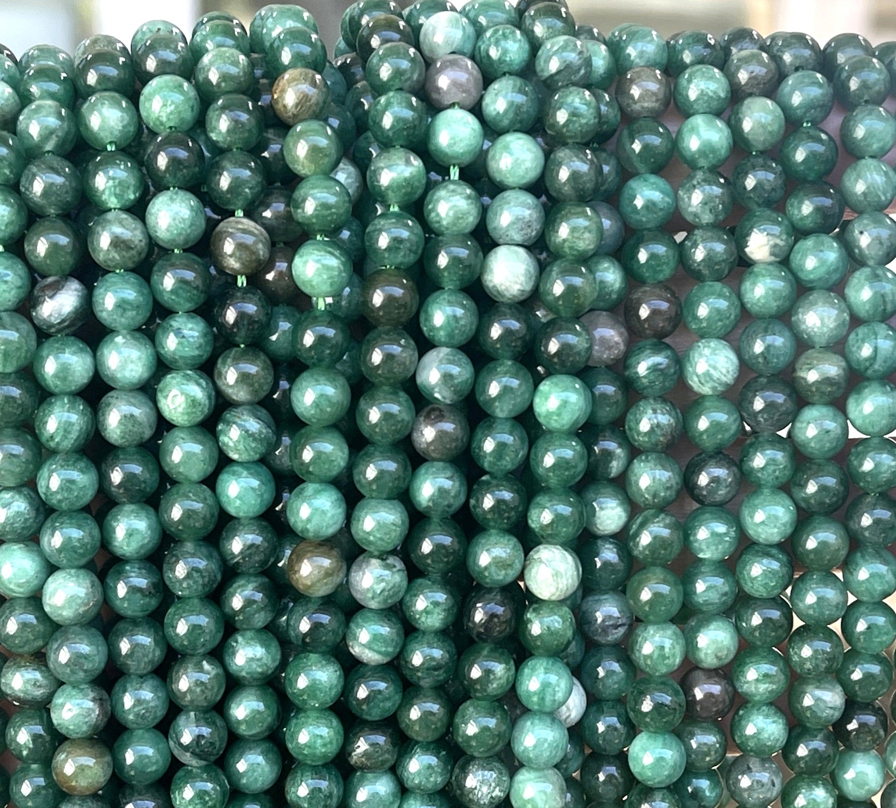 Green Mica Fuchsite 6mm round natural gemstone beads 15" strand