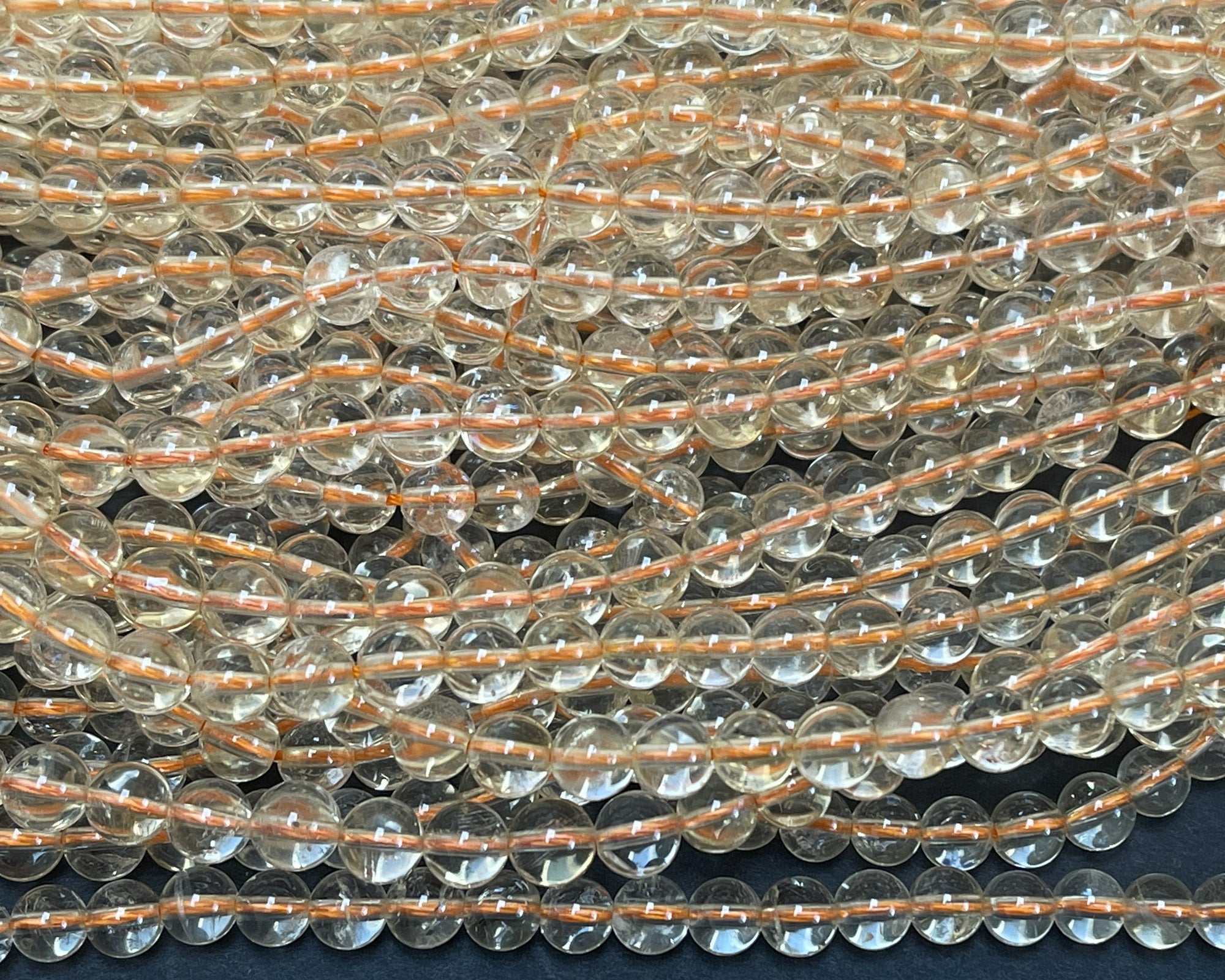 Clear Citrine 6mm round natural gemstone beads 15.5" strand