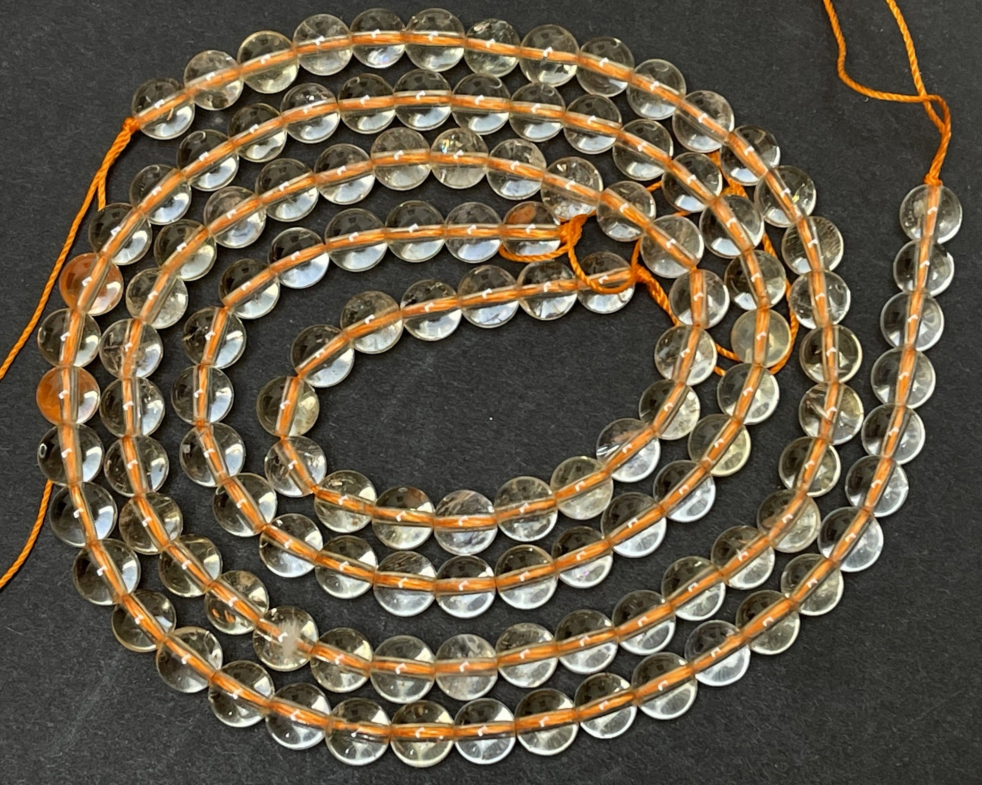 Clear Citrine 6mm round natural gemstone beads 15.5" strand