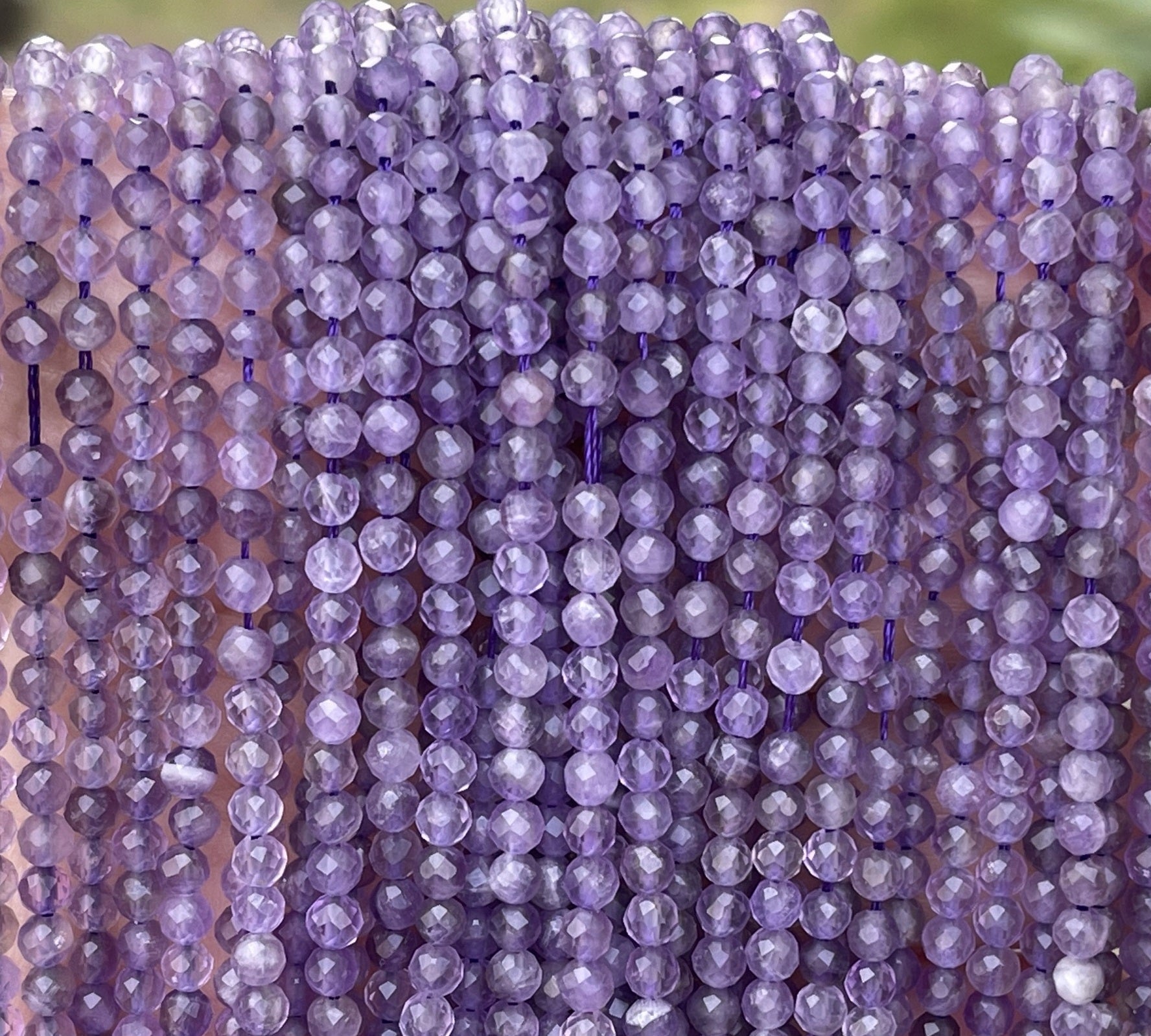 Amethyst 3mm faceted round natural gemstone beads 15.5" strand