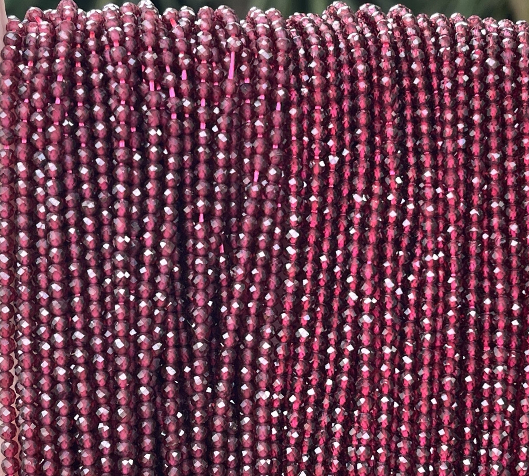 Red Garnet 3mm faceted round natural gemstone beads 15.5" strand