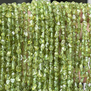 Peridot 5-7mm tiny nuggets natural gemstone beads 15.5" strand - Oz Beads 