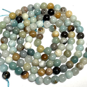 Amazonite multicolor 6mm round natural gemstone beads 15.5" strand - Oz Beads 