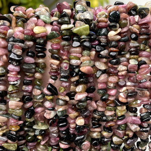Multi Colour Tourmaline 6-10mm chip beads natural gemstone chips 34" strand - Oz Beads 