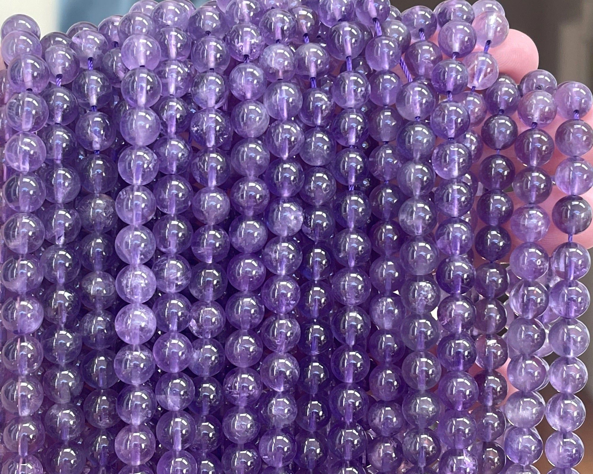 Amethyst 8mm round natural gemstone beads 15" strand