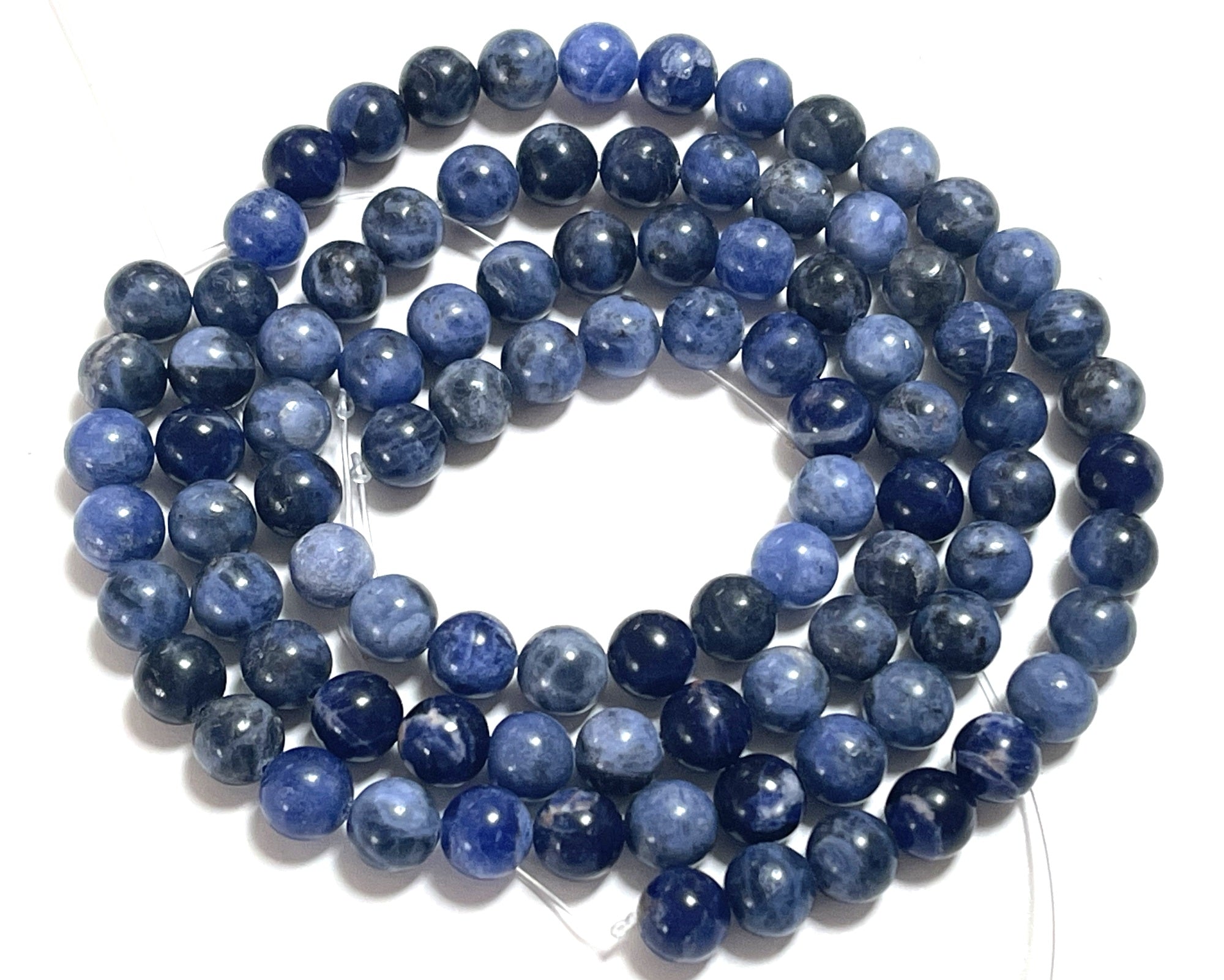 Blue Sodalite 8mm round polished natural gemstone beads 15" strand