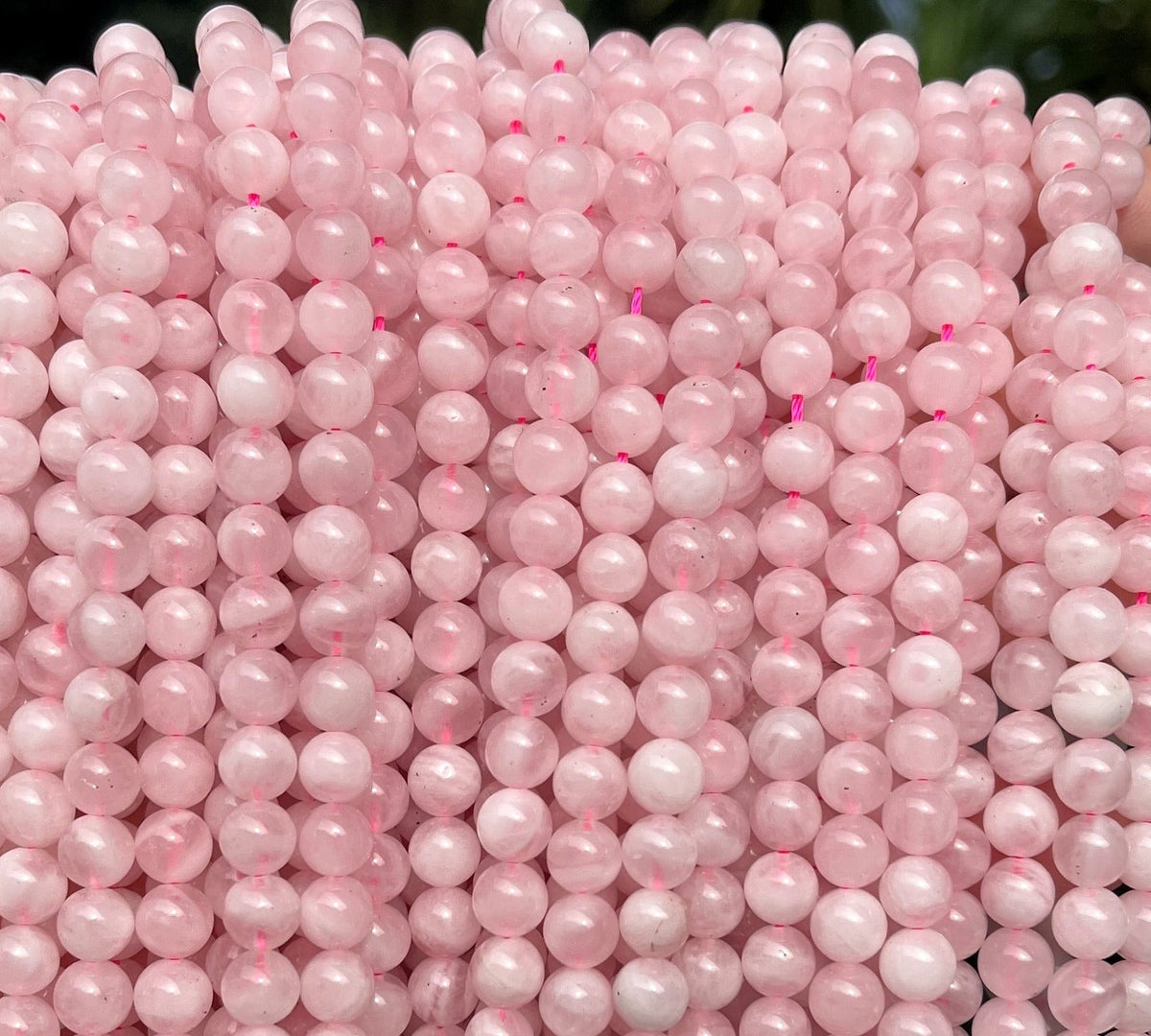 Madagascar Rose Quartz 6mm round natural gemstone beads 15.5" strand - Oz Beads 