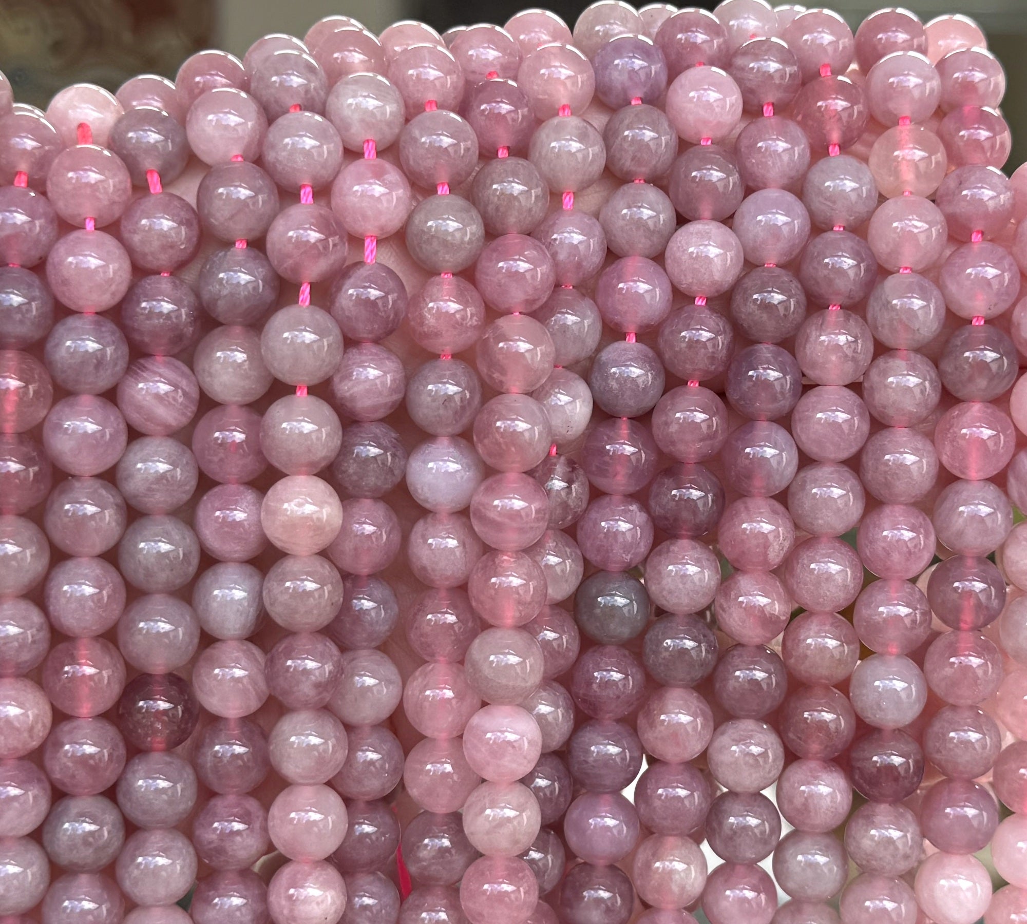 Mauve Pink Madagascan Rose Quartz 8mm round natural gemstone beads 15.5" strand