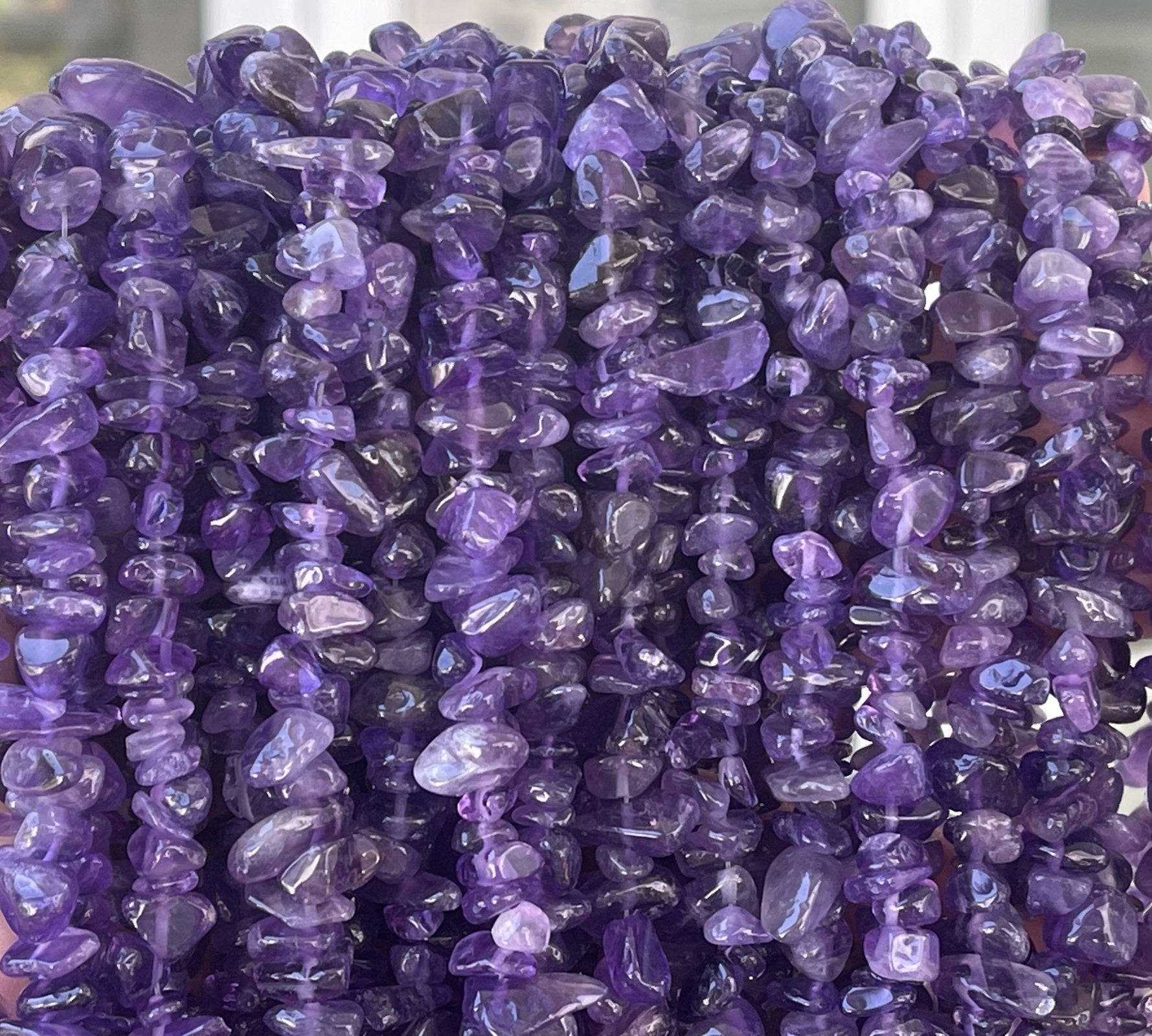 Amethyst 6-10mm chip beads natural gemstone chips 32" strand - Oz Beads 
