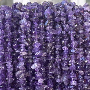 Amethyst 6-10mm chip beads natural gemstone chips 32" strand - Oz Beads 