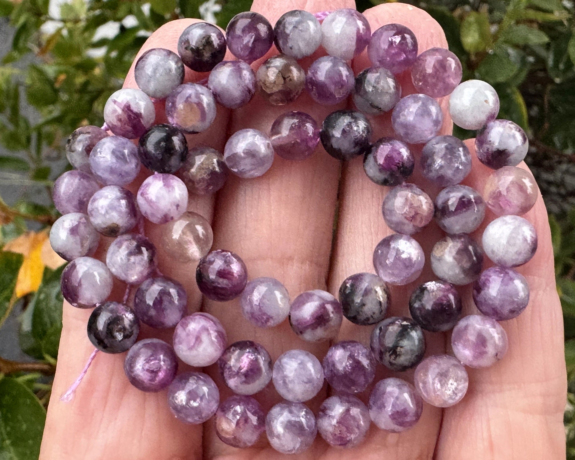 Purple Emerald Lepidolite 6mm round natural gemstone beads 15" strand