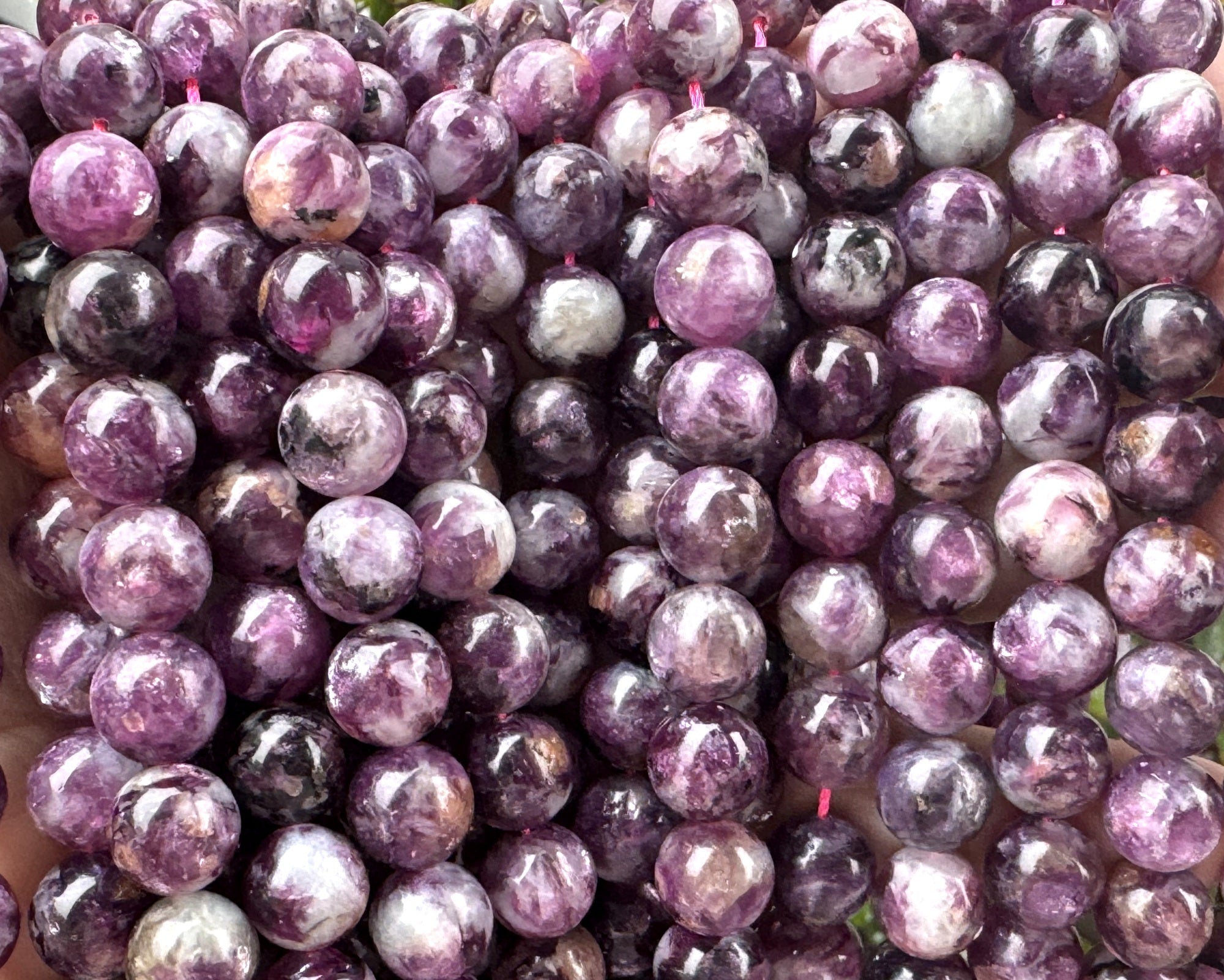 Purple Emerald Lepidolite 10mm round natural gemstone beads 15.5" strand