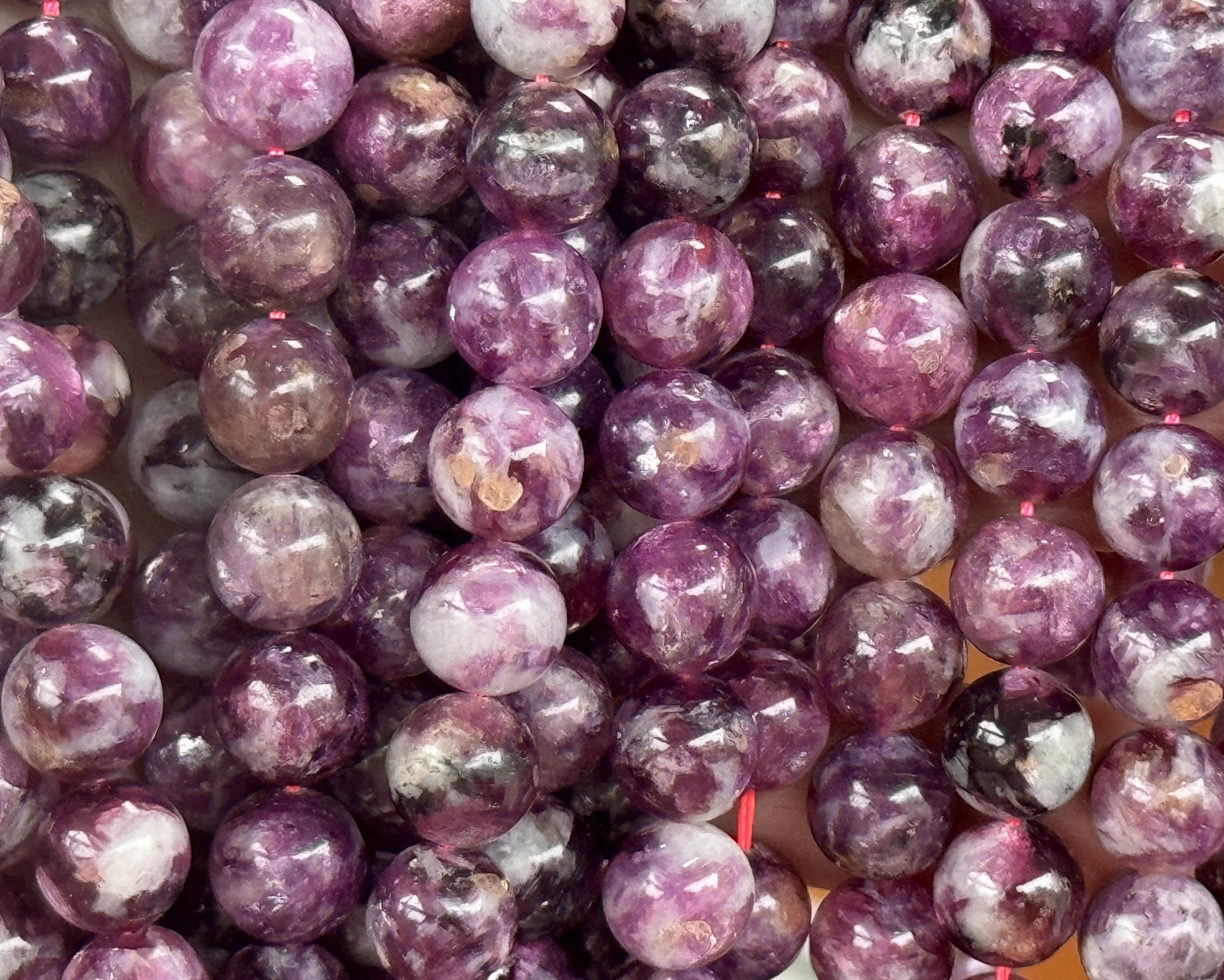 Purple Emerald Lepidolite 10mm round natural gemstone beads 15.5" strand