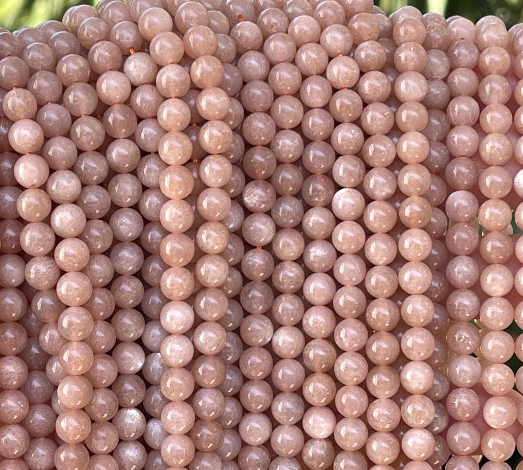 Peach Sunstone 6mm round natural gemstone beads 15.5" strand