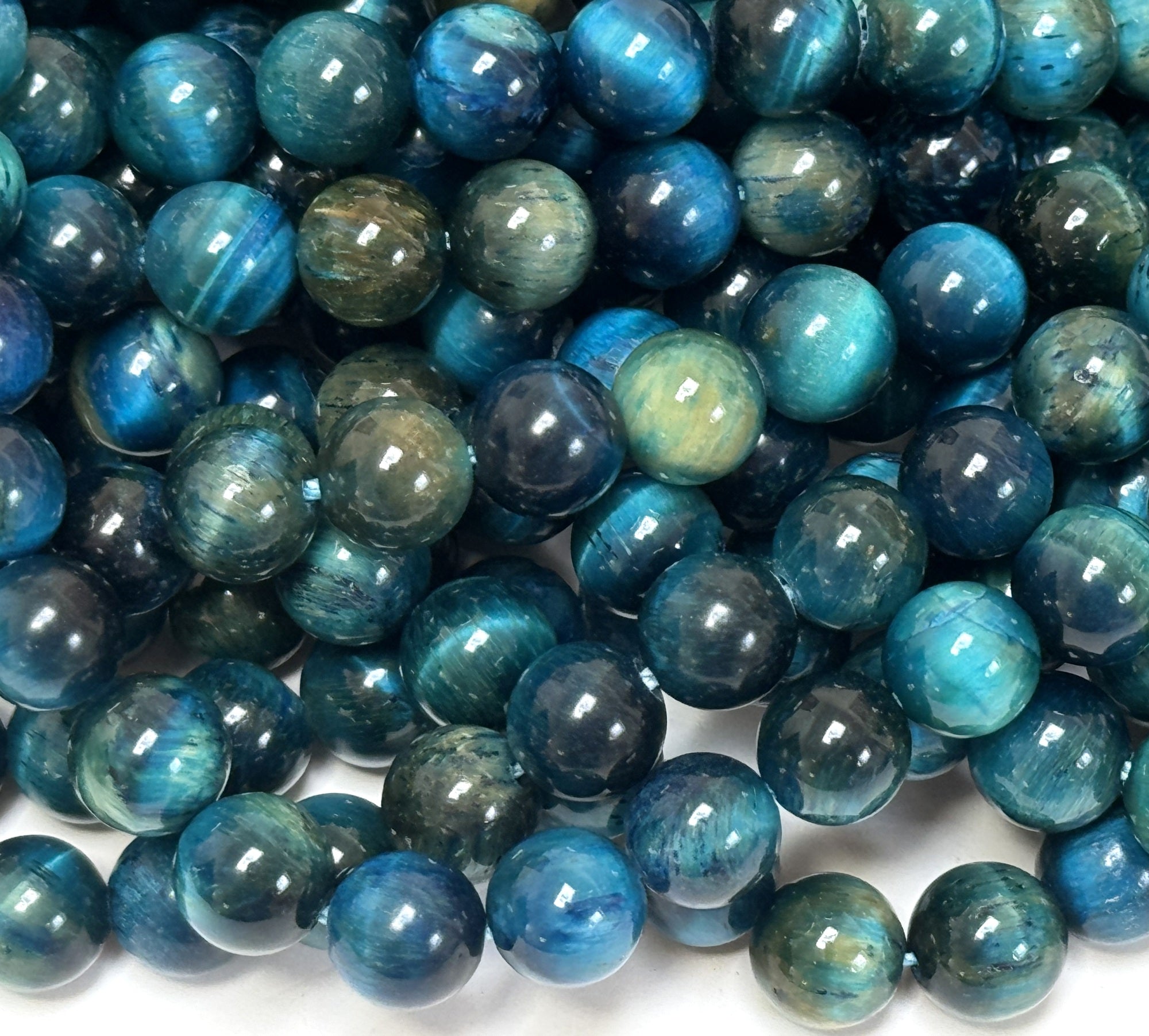 Blue Tiger Eye 8mm round gemstone beads 15.5" strand
