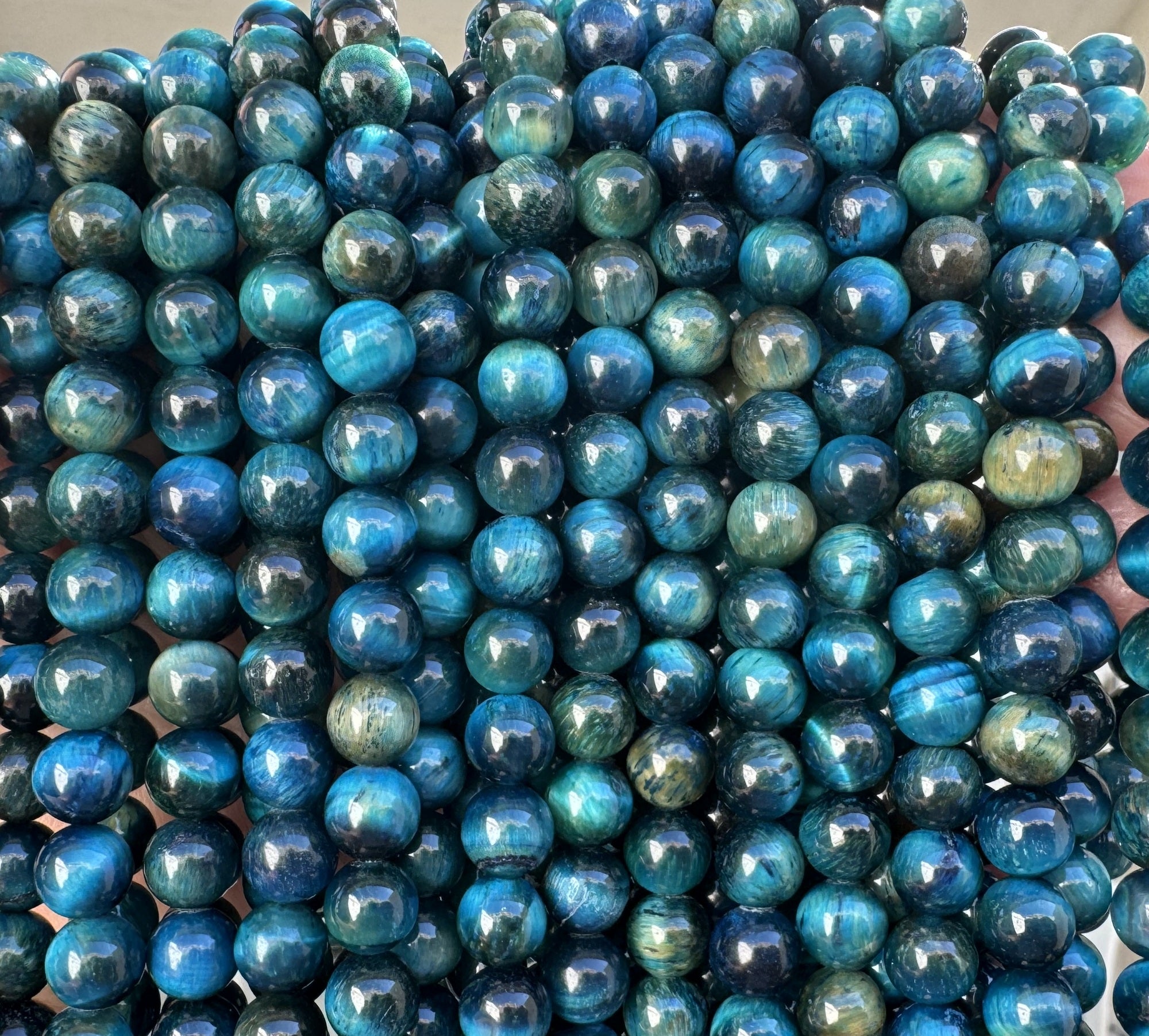 Blue Tiger Eye 8mm round gemstone beads 15.5" strand