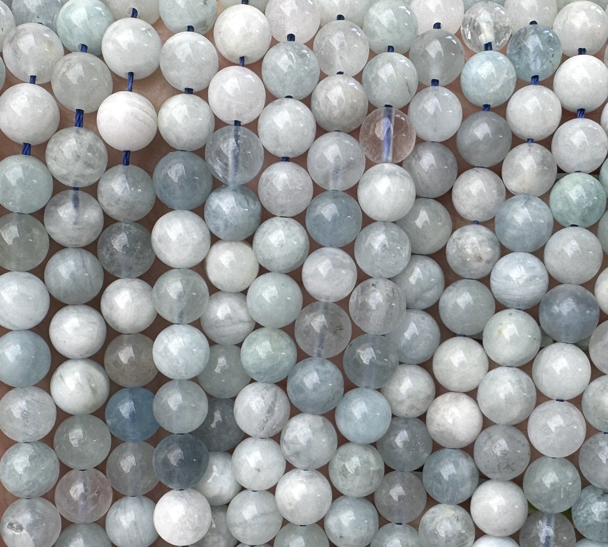 Aquamarine 6mm round natural gemstone beads 15.5" strand