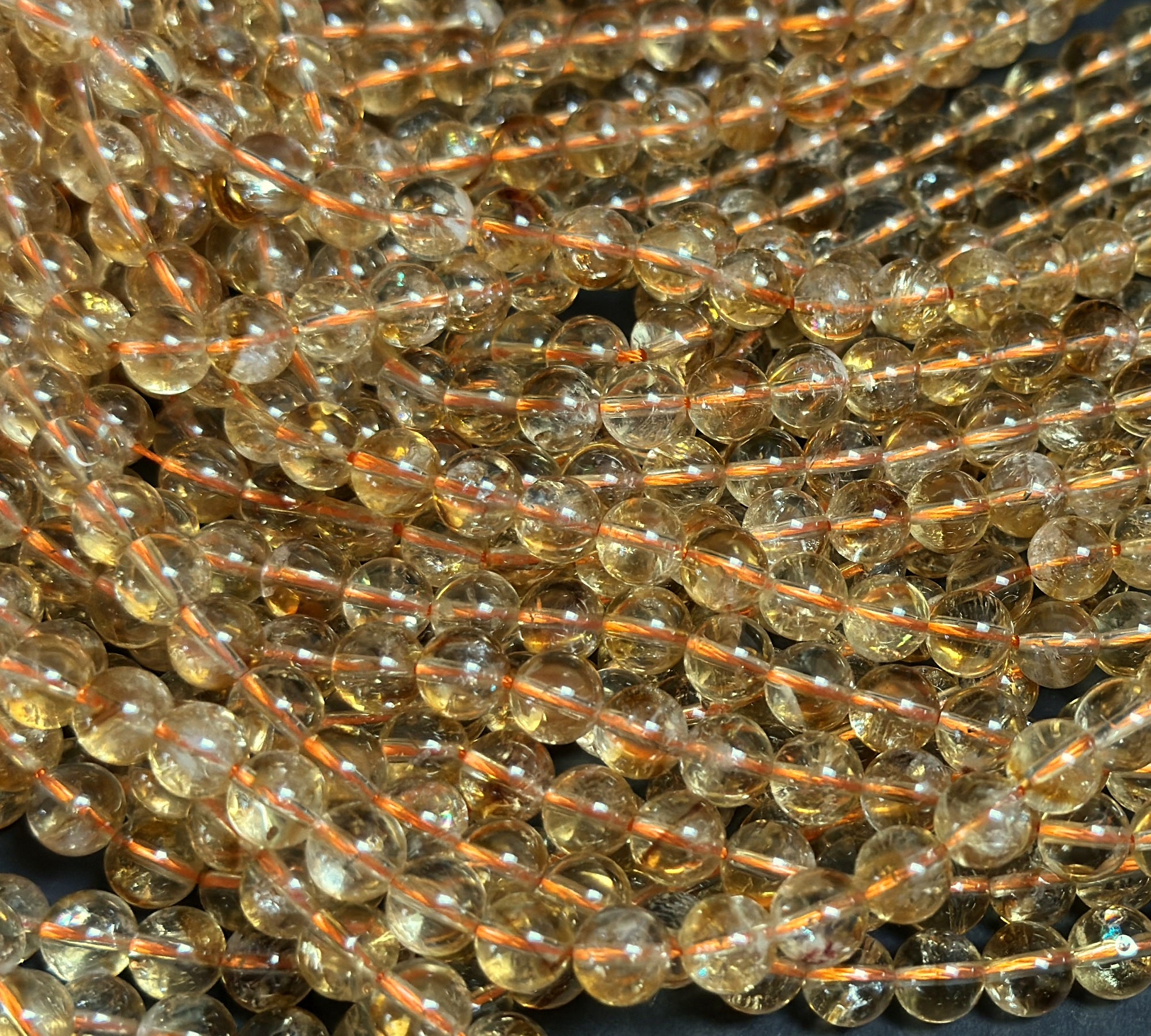 Citrine 8mm round natural gemstone beads 15" strand