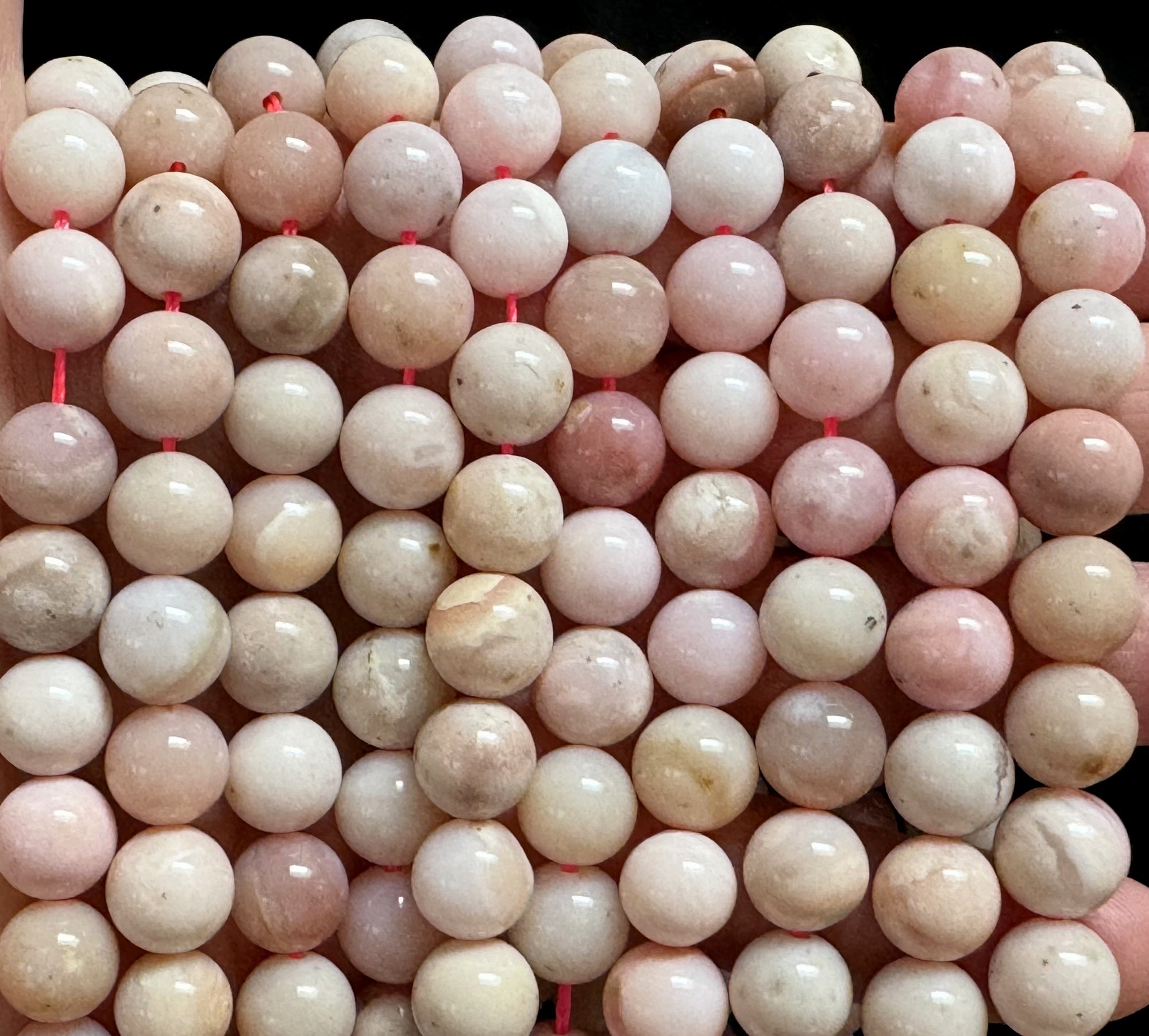 Peruvian Pink Opal 10mm round natural gemstone beads 15.5" strand - Oz Beads 