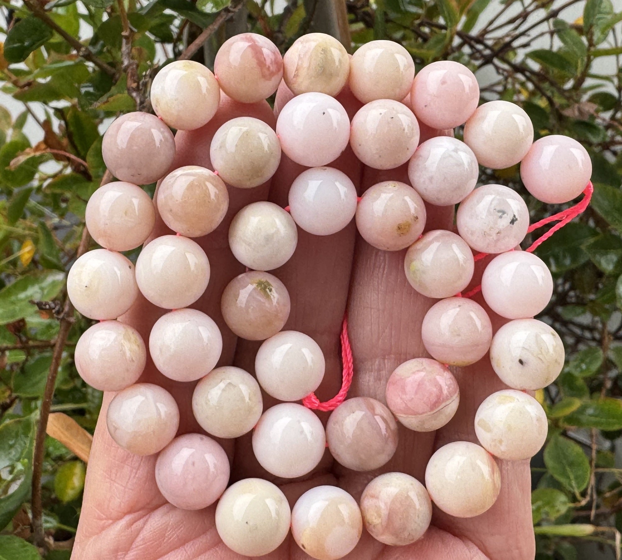 Peruvian Pink Opal 10mm round natural gemstone beads 15.5" strand - Oz Beads 
