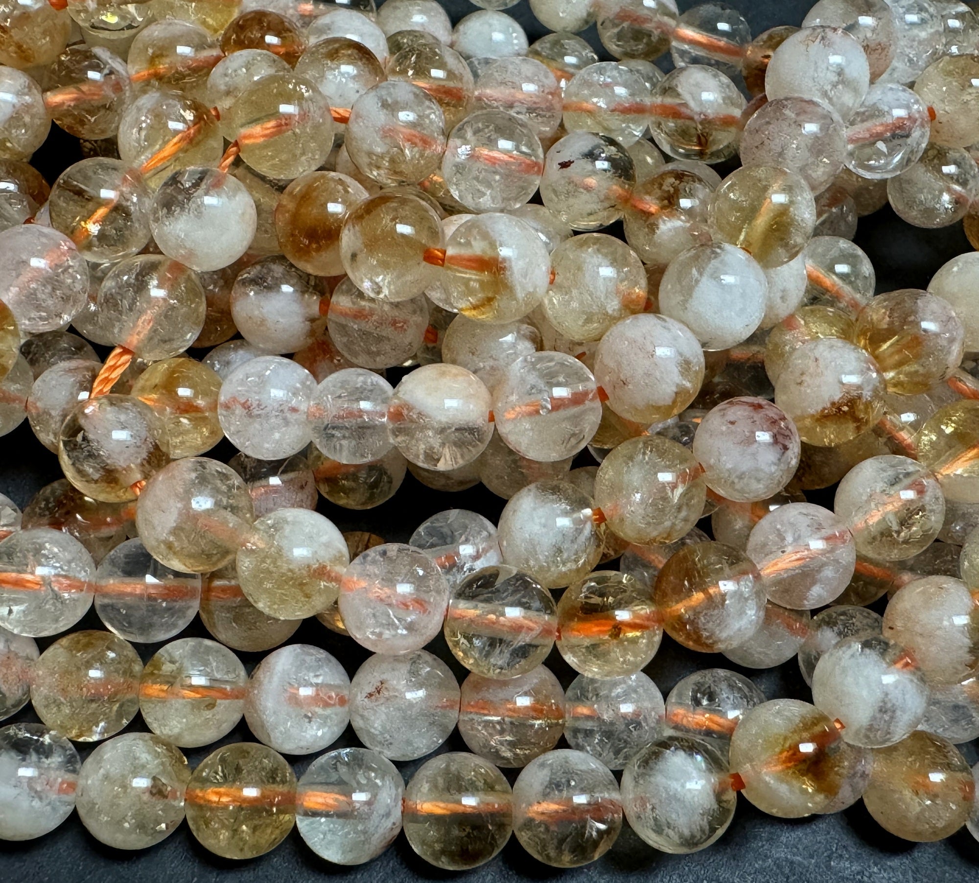 Citrine 6mm round natural gemstone beads 15.5" strand