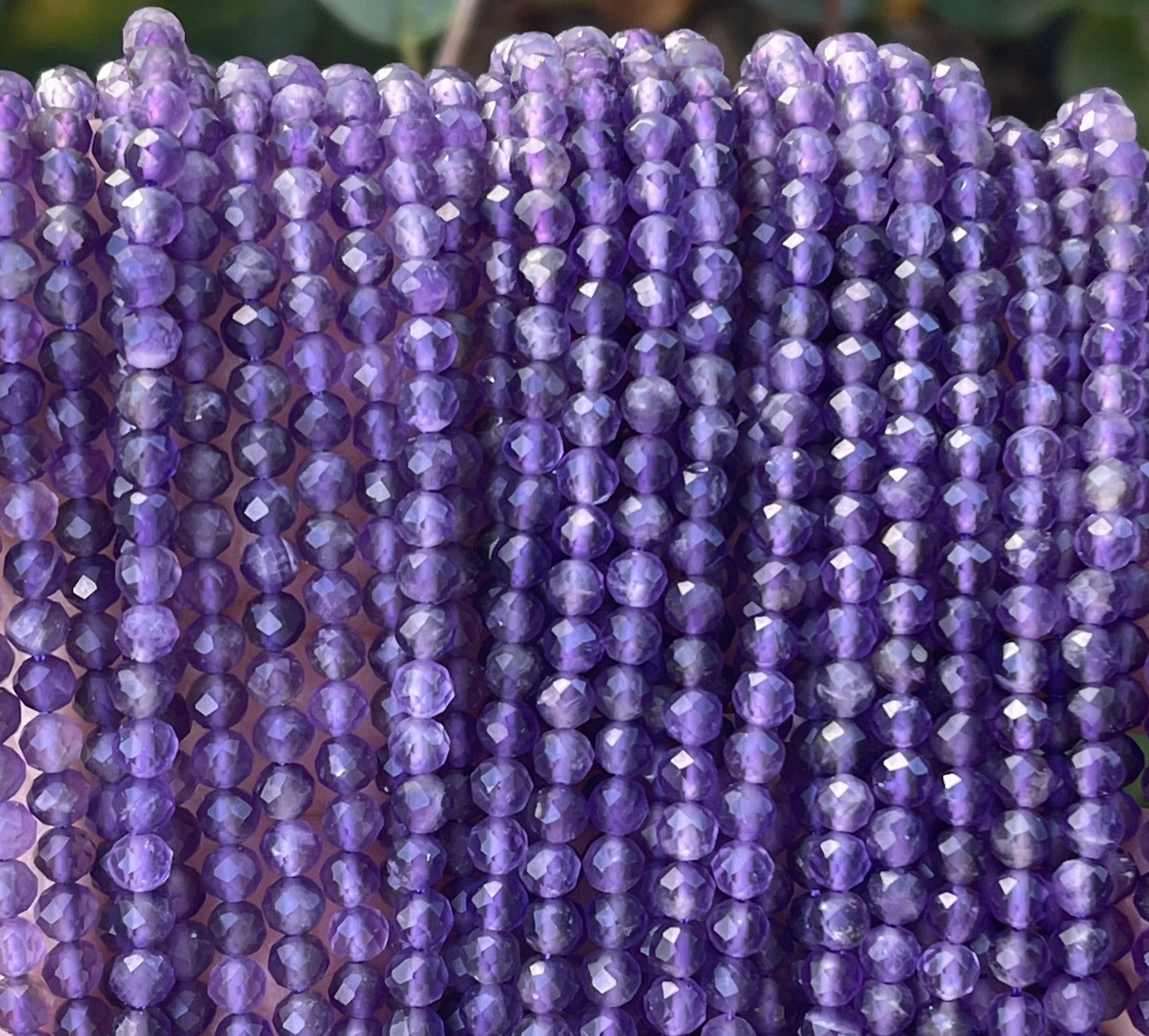 Amethyst 4mm faceted round natural gemstone beads 15.5" strand