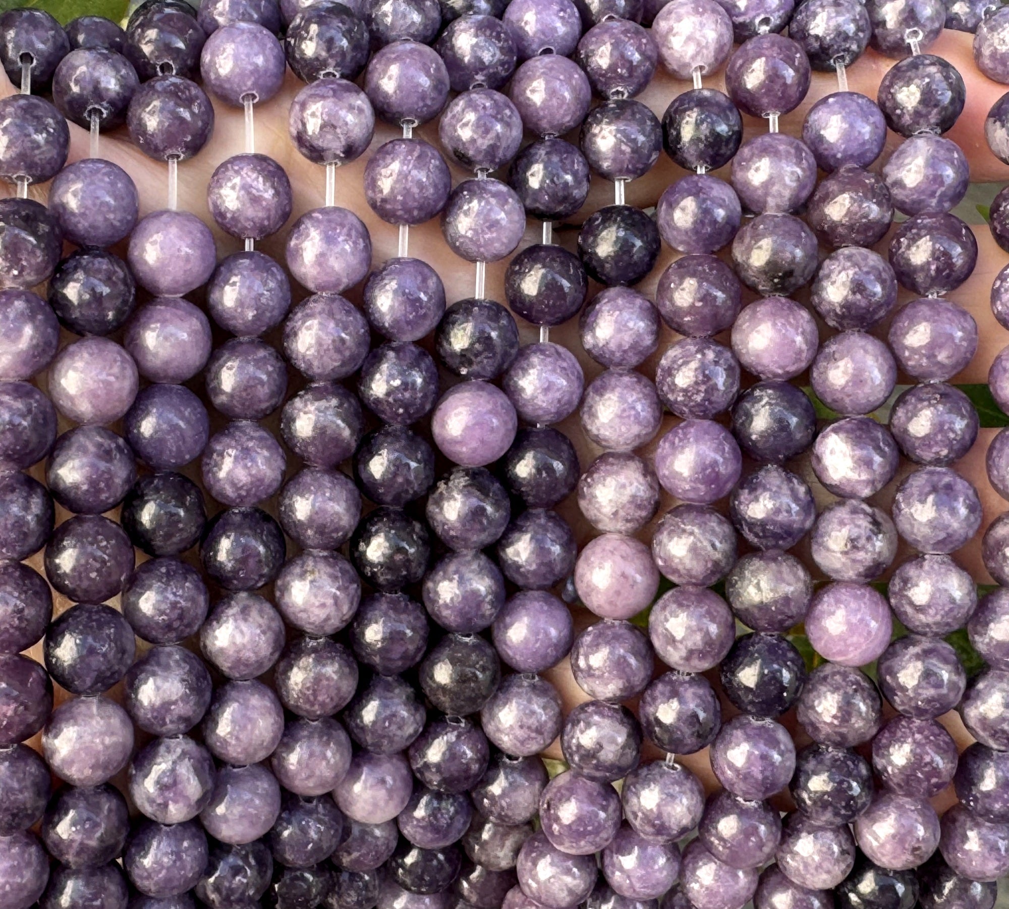Purple Lepidolite 8mm round natural gemstone beads 15" strand