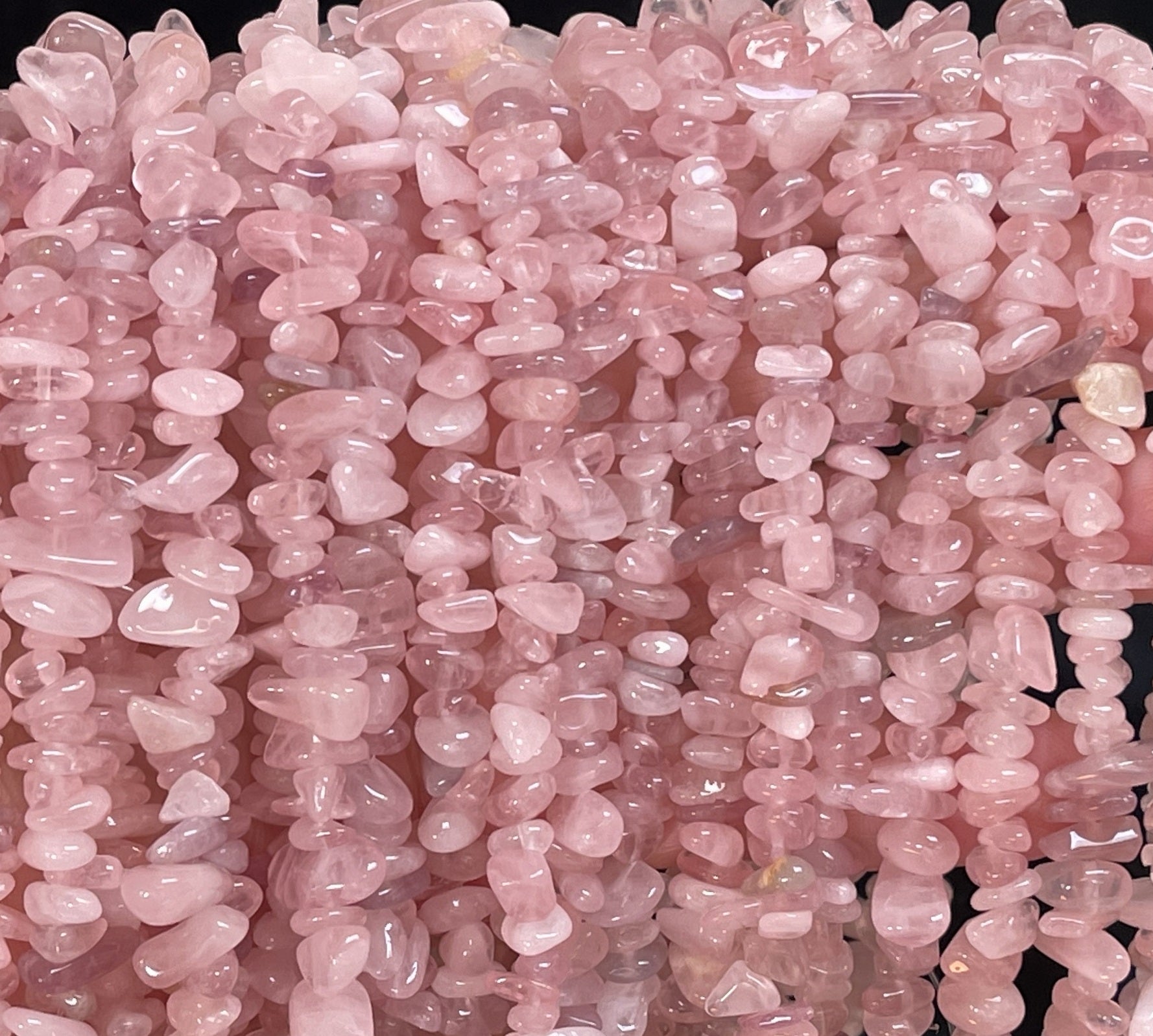Madagascar Rose Quartz 6-10mm chip beads natural gemstone chips 32" strand