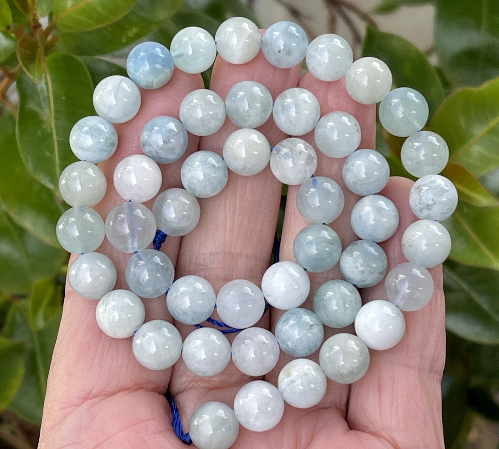 Aquamarine 8mm round natural gemstone beads 16" strand