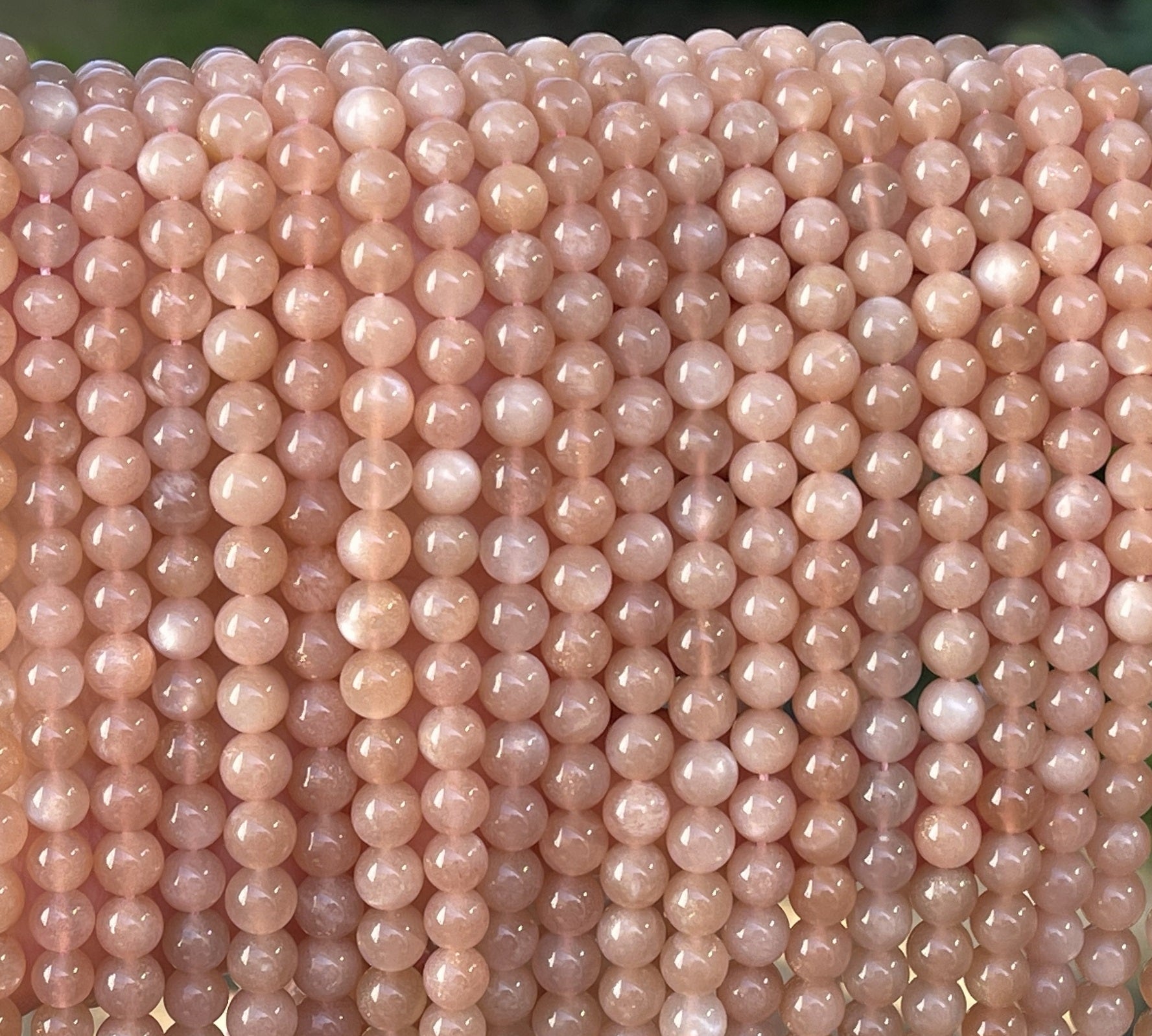 Orange Sunstone 6mm round natural gemstone beads 15.5" strand