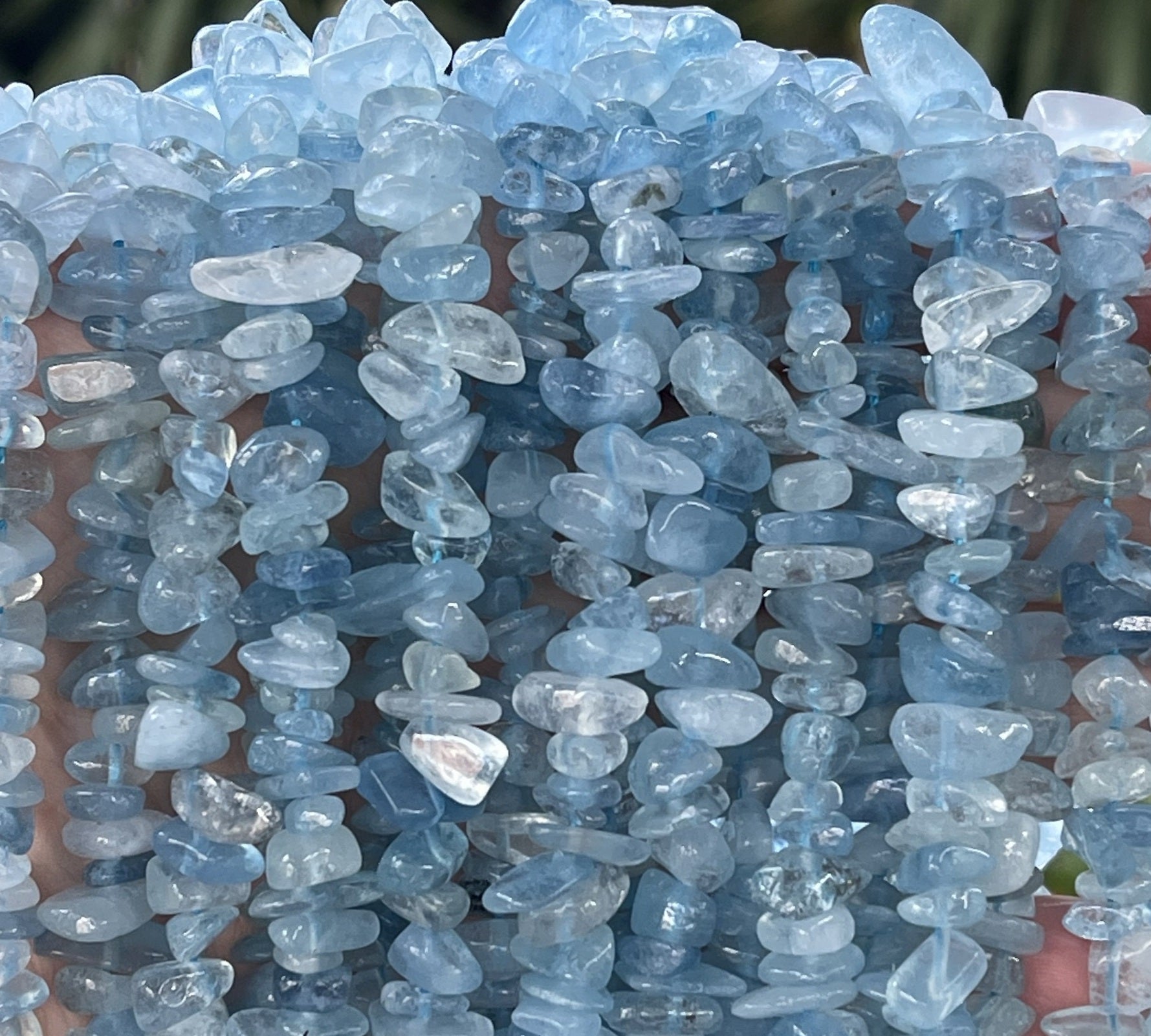 Aquamarine 7-12mm chip beads natural gemstone chips 16" strand