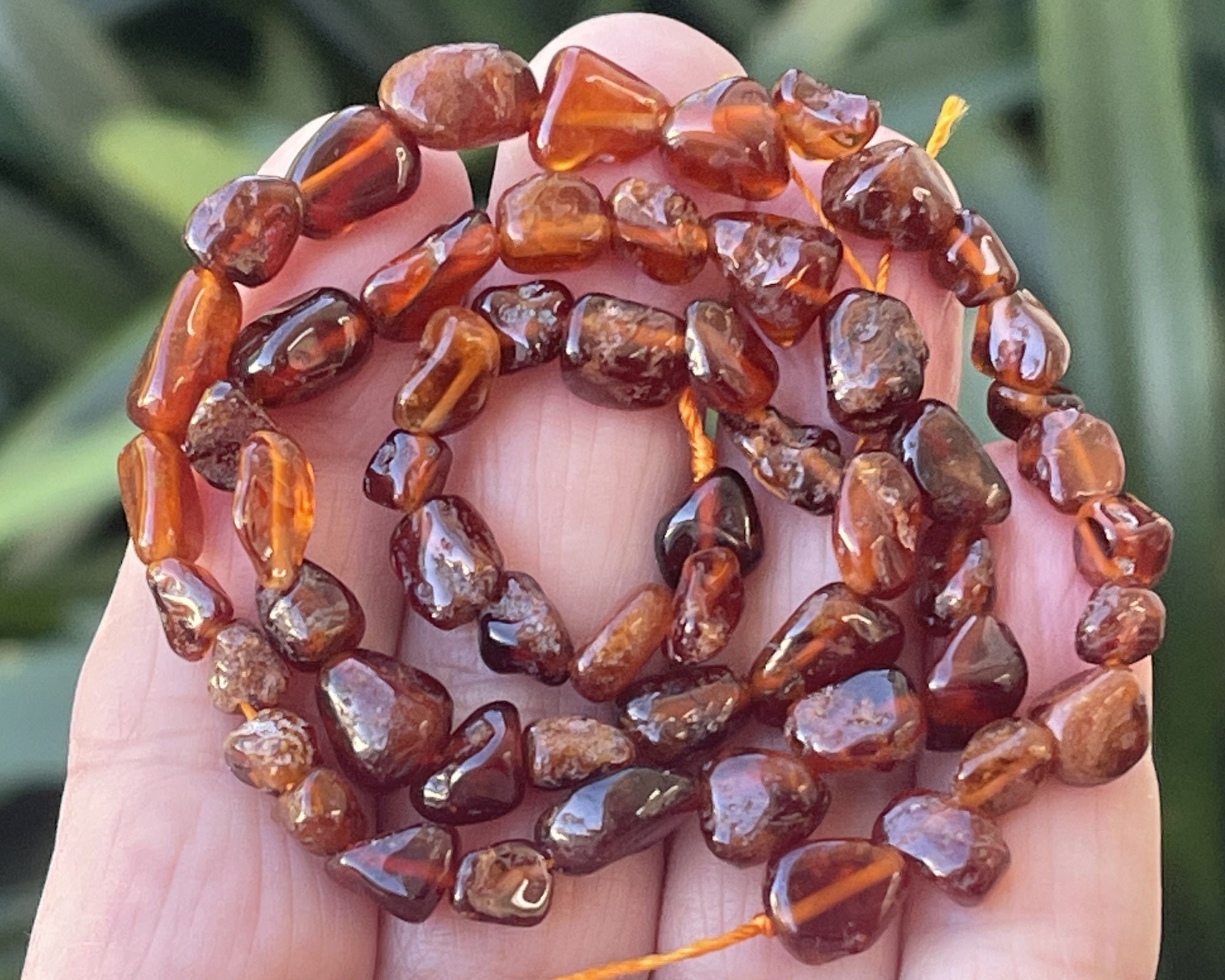 Orange Garnet 6-8mm nuggets natural gemstone beads 15.5" strand