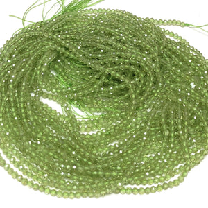 Peridot 3mm faceted round natural gemstone beads 15.5" strand - Oz Beads 