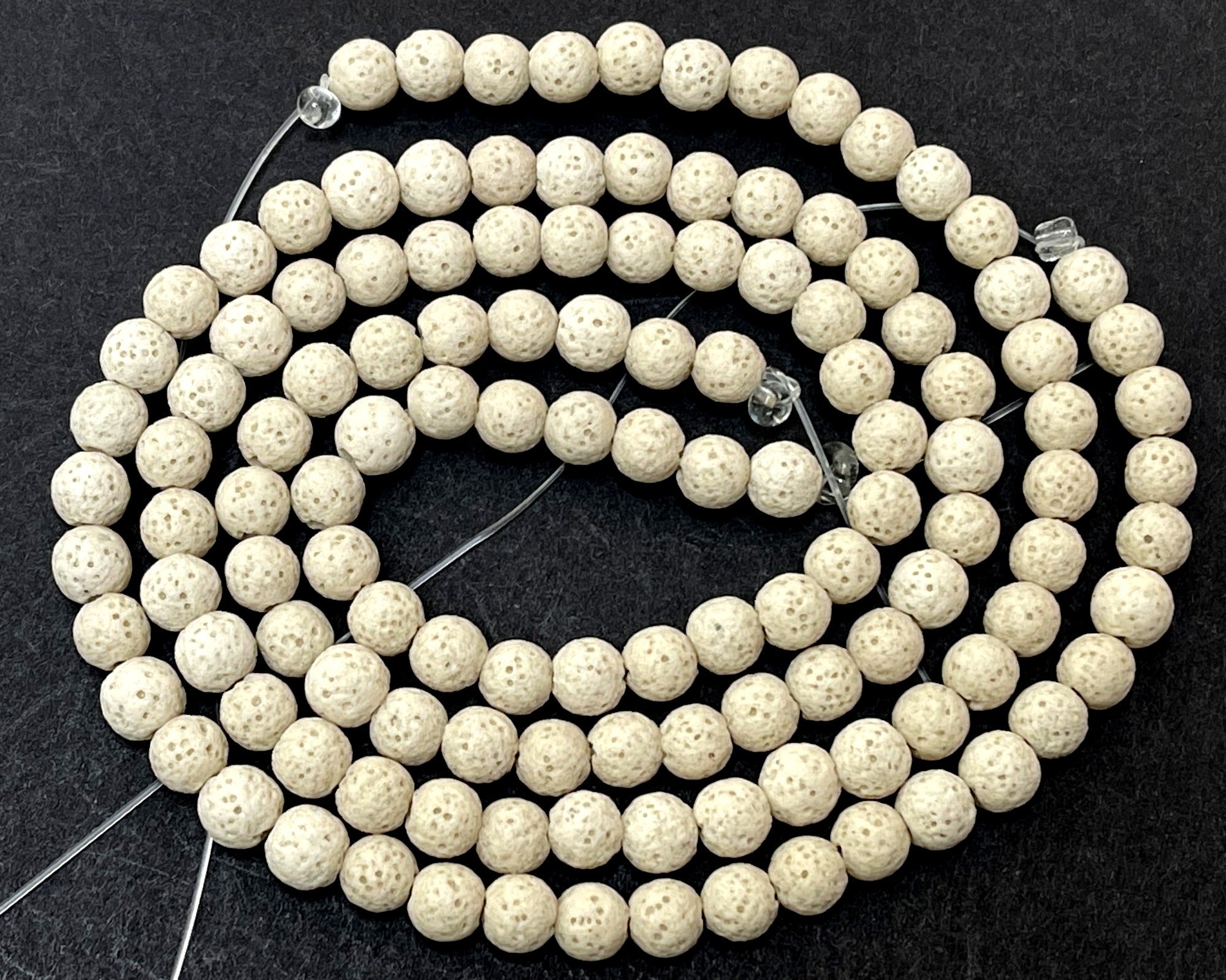 Lava Tan 6mm 8mm round natural volcanic lava diffuser beads 15.5" strand - Oz Beads 