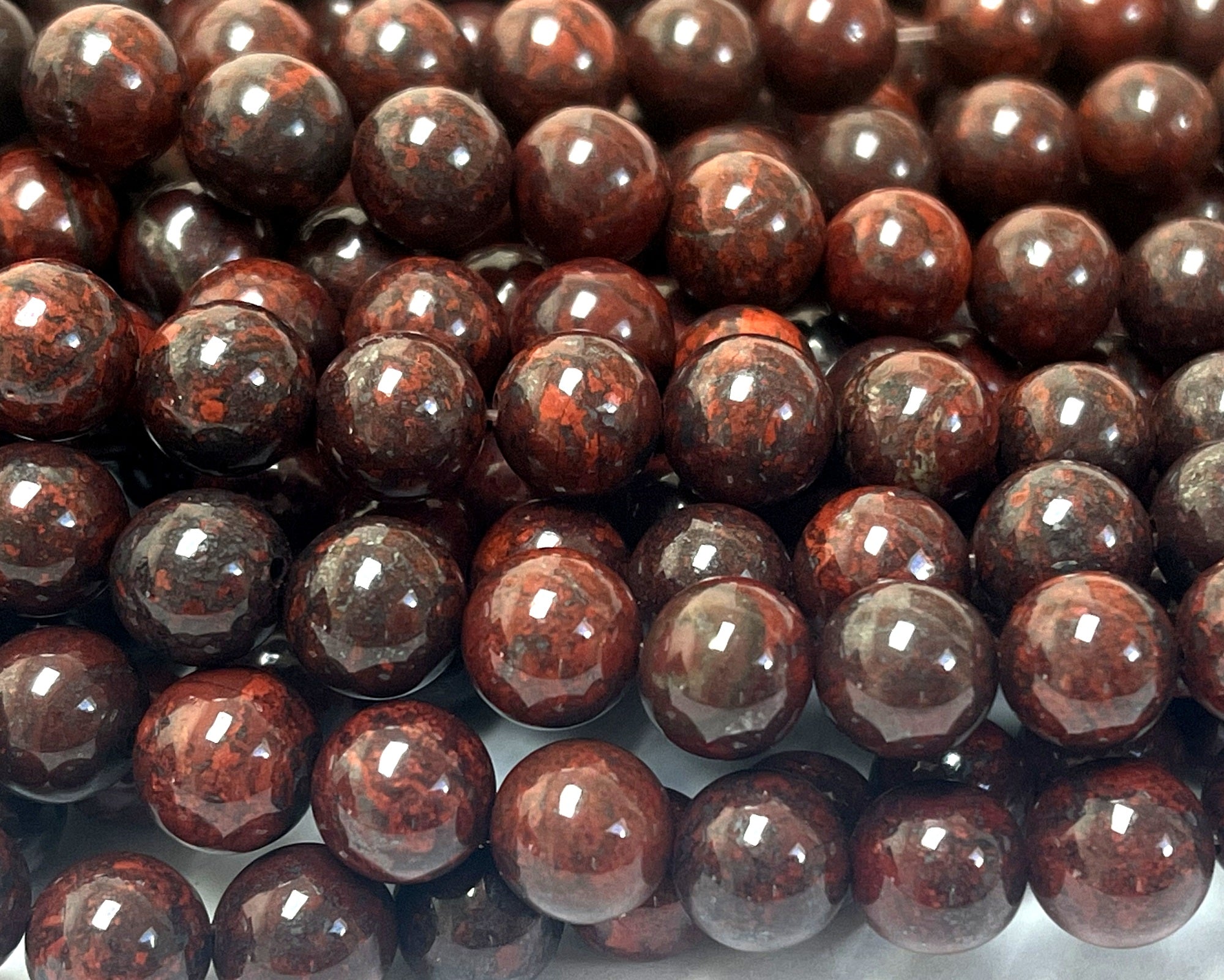 Poppy Jasper 8mm round natural gemstone beads 15" strand - Oz Beads 