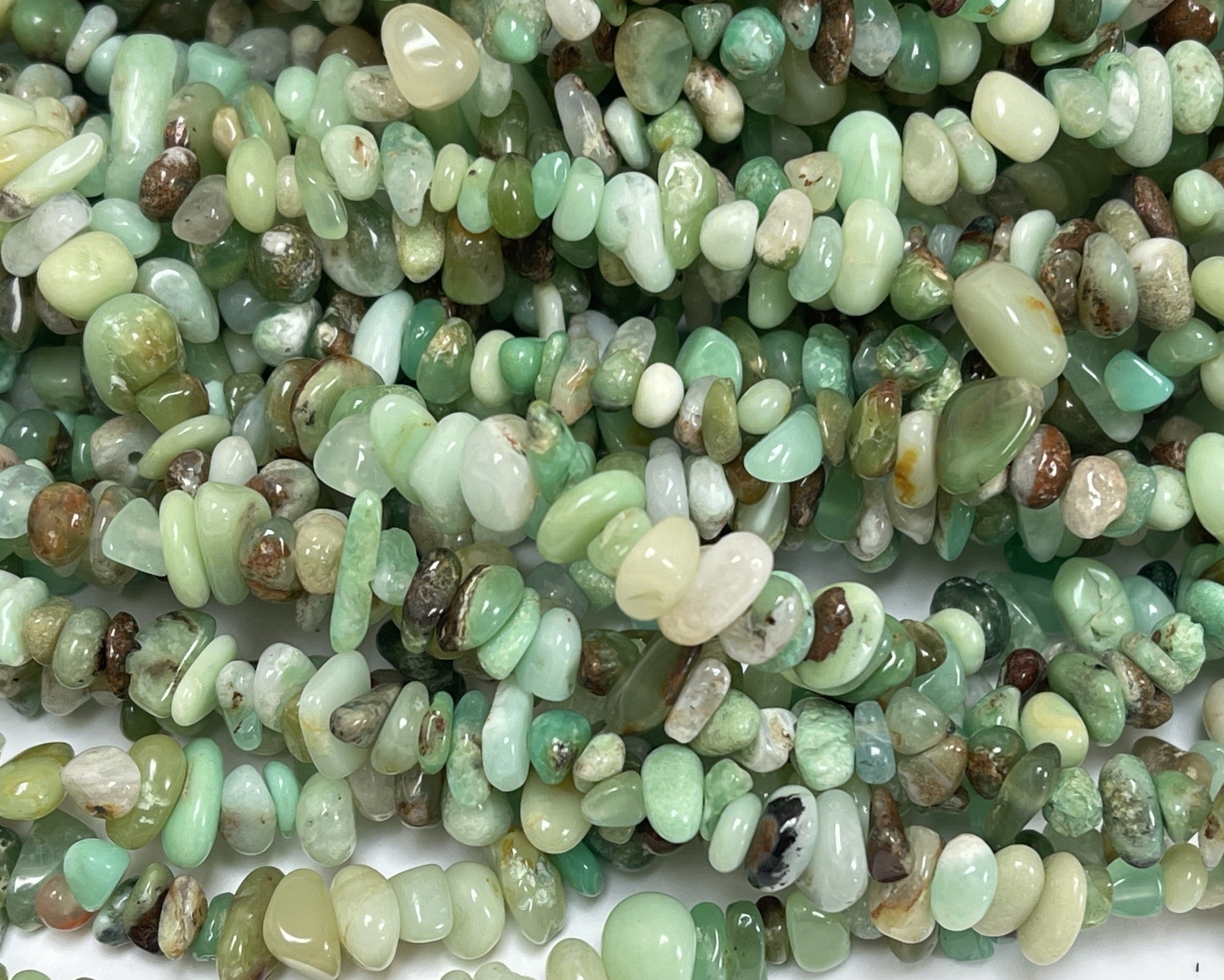 Chrysoprase chip beads natural gemstone chips 34" strand - Oz Beads 