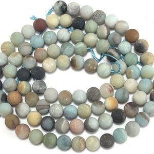 Amazonite matte 8mm round natural gemstone beads 15.5" strand - Oz Beads 