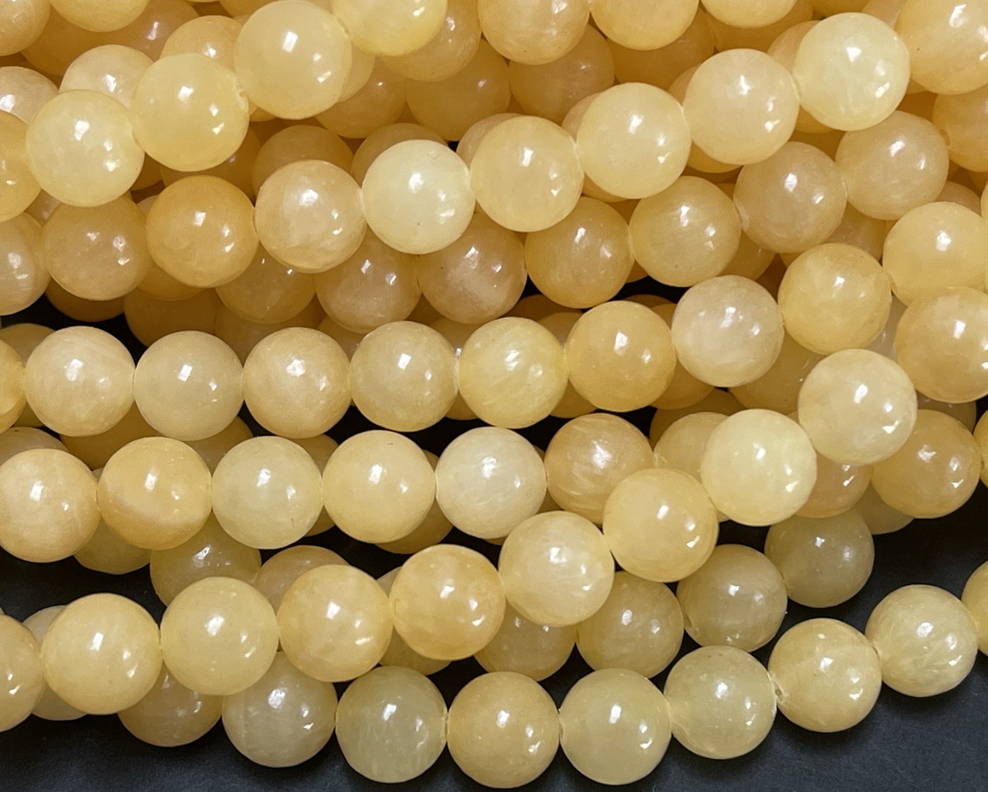 Yellow Jade 8mm round natural gemstone beads 15" strand - Oz Beads 