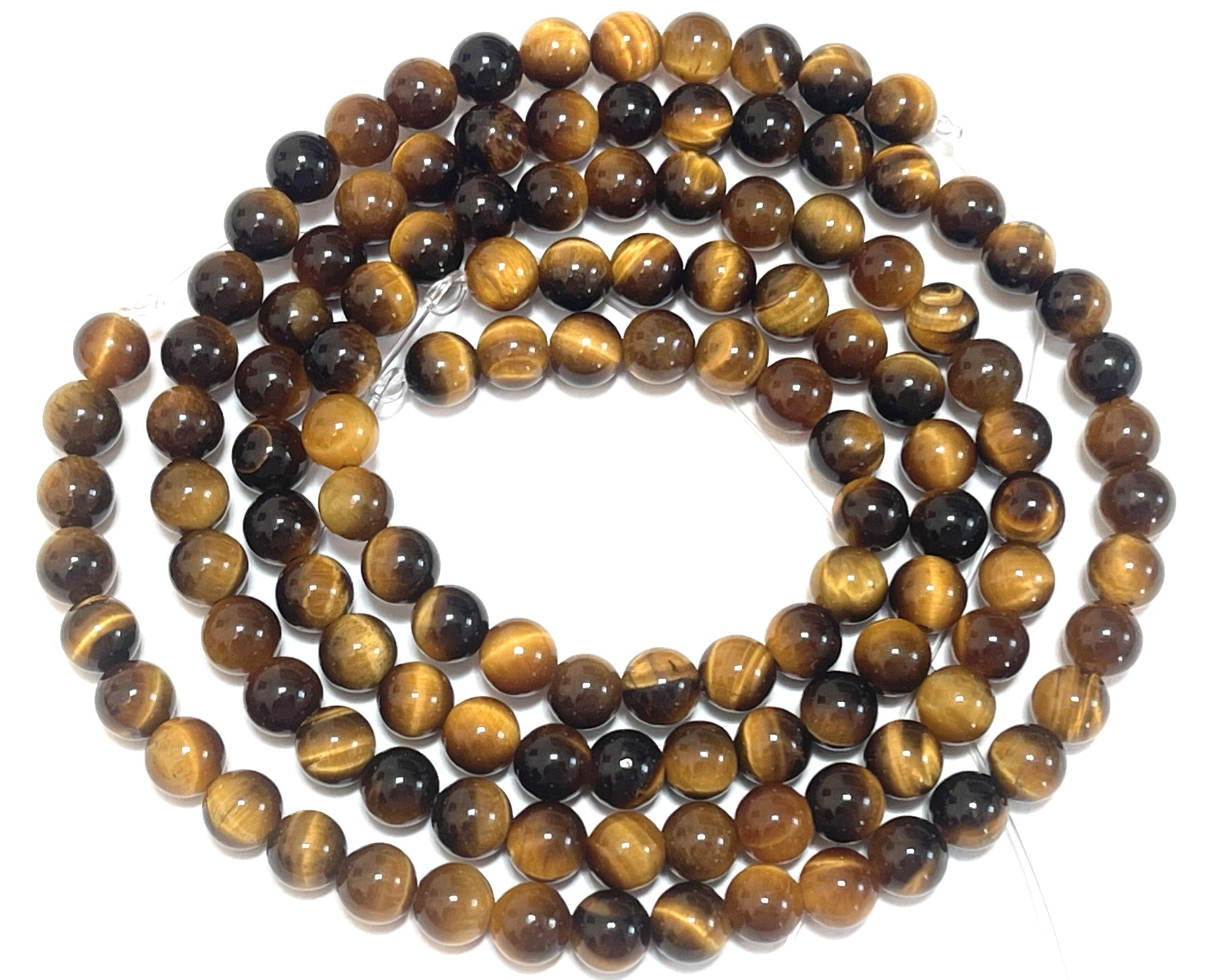 Yellow Tiger Eye 6mm round polished gemstone beads 15" strand - Oz Beads 
