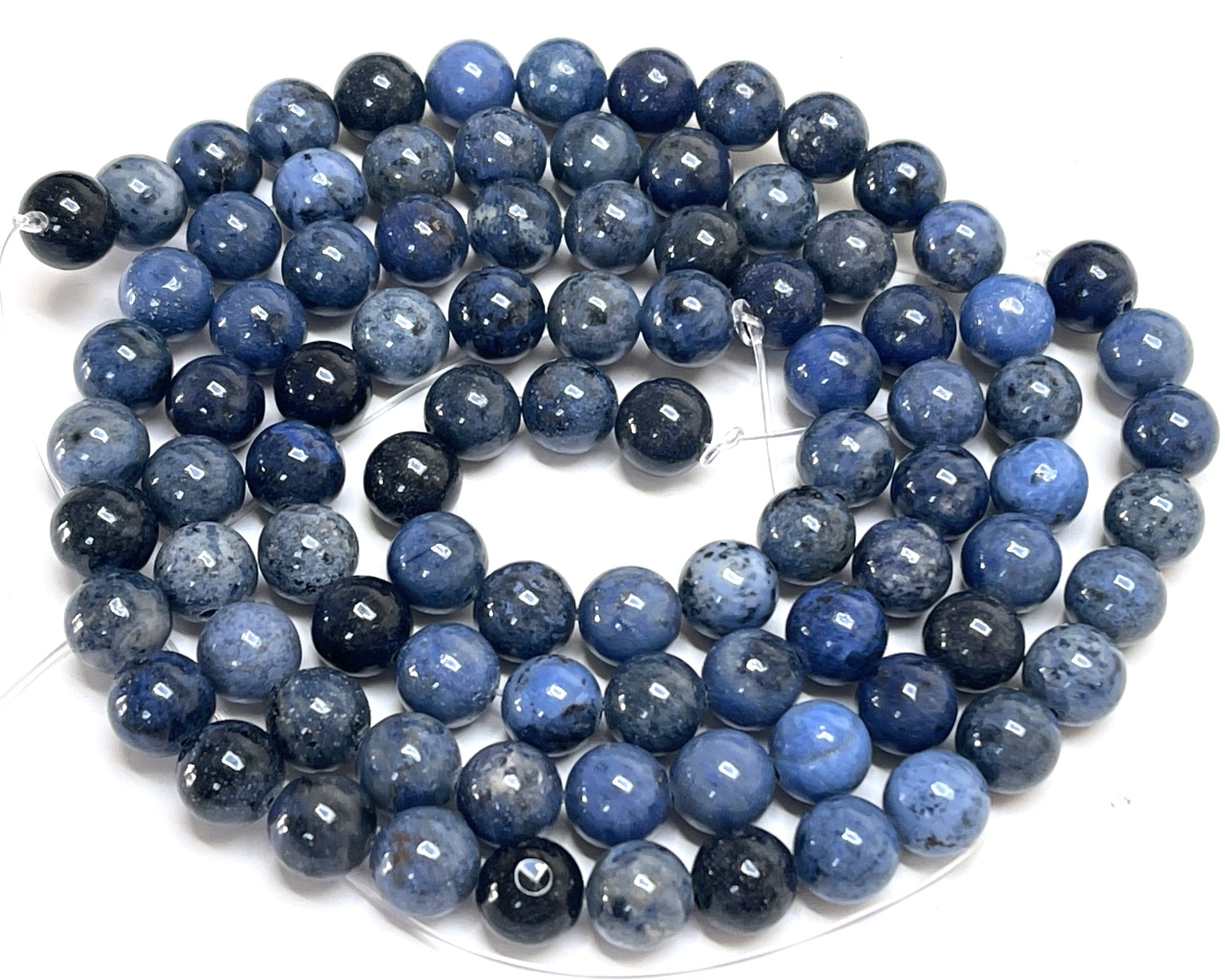 Dumortierite 8mm round natural gemstone beads 15" strand - Oz Beads 