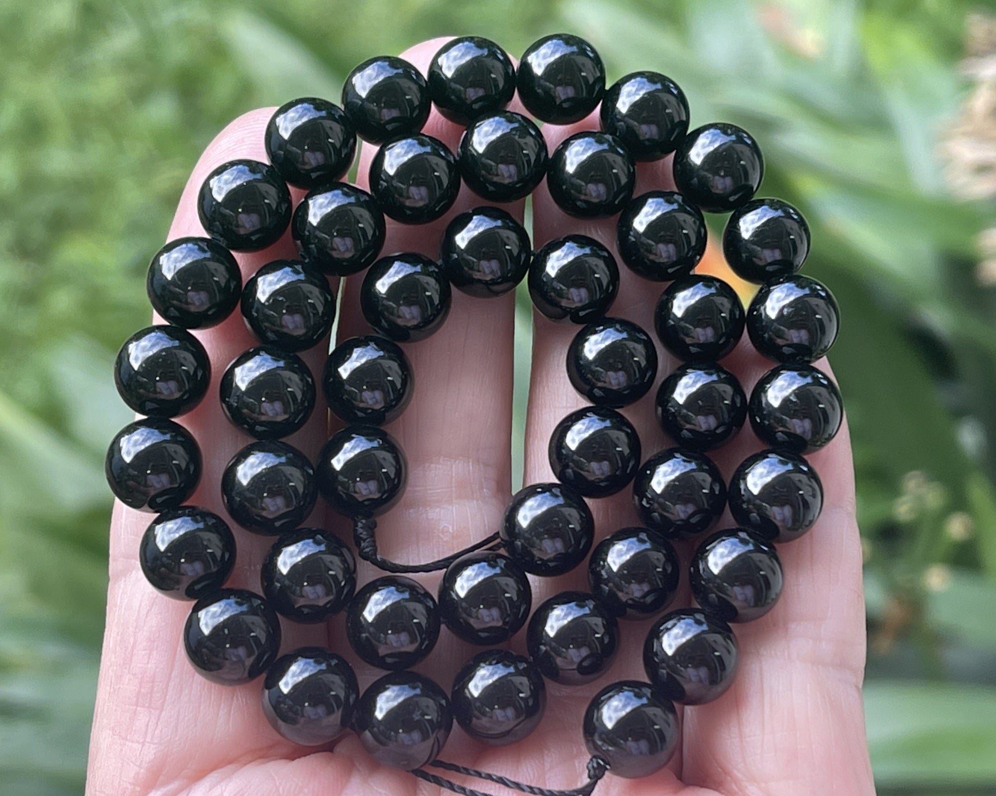 Black Tourmaline 8mm round natural gemstone beads 15.5" strand - Oz Beads 