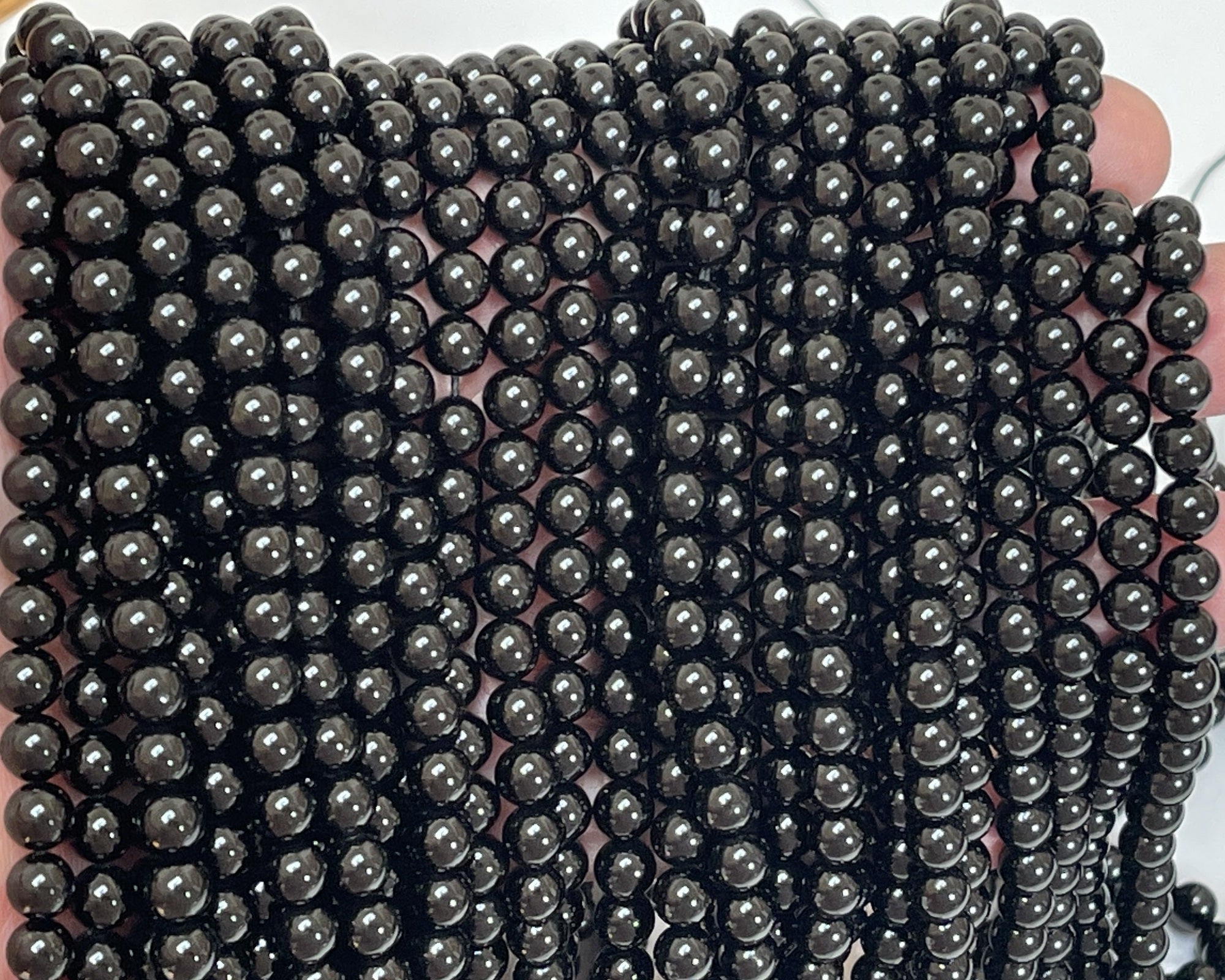 Black Tourmaline 6mm round natural gemstone beads 15.5" strand - Oz Beads 