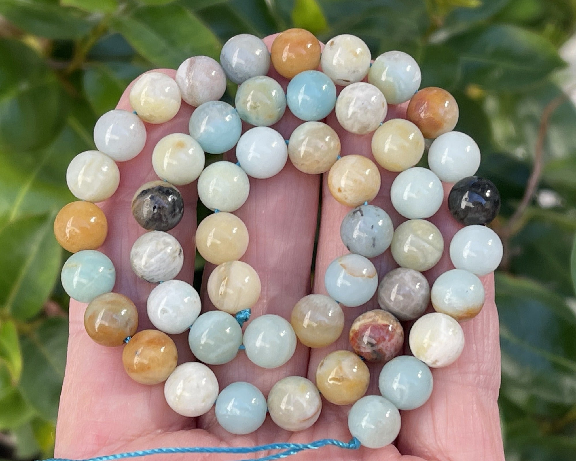 Amazonite multicolor 8mm round natural gemstone beads 15.5" strand - Oz Beads 