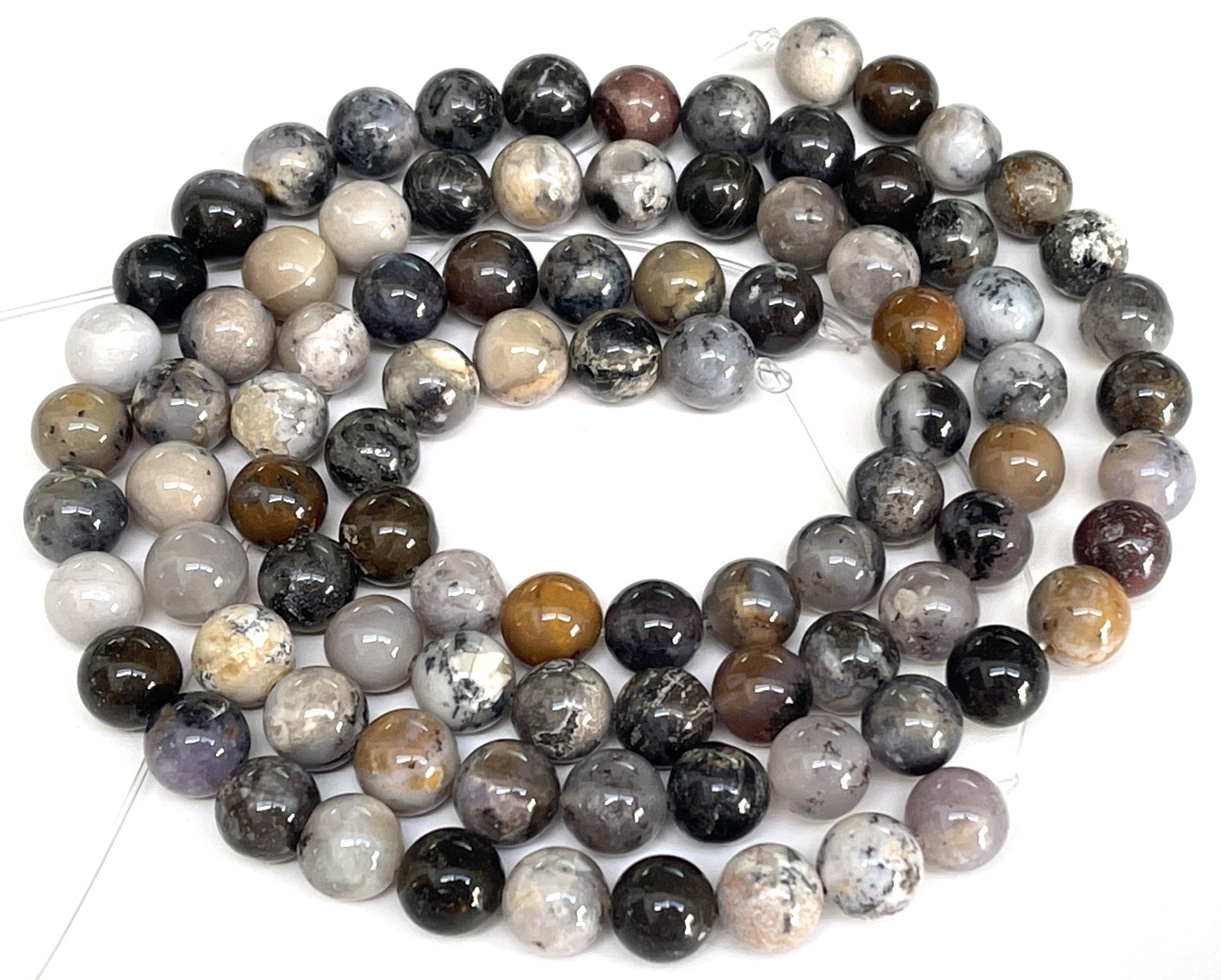 Black Opal 8mm round natural gemstone beads 15" strand