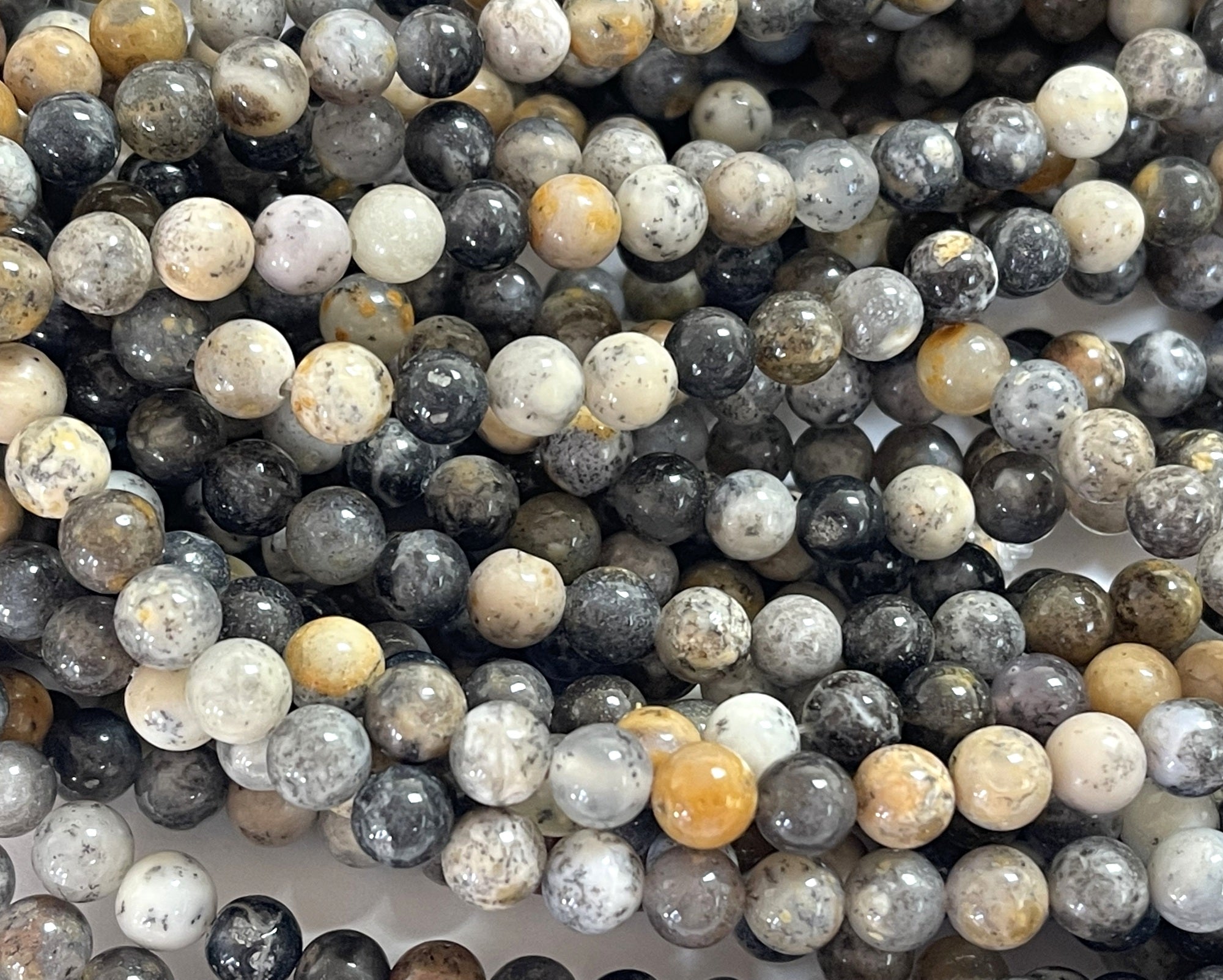 Black Opal 6mm round natural gemstone beads 15" strand