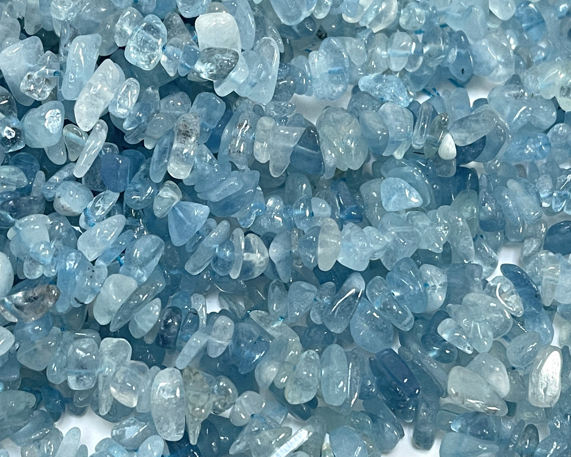 Aquamarine 7-12mm chip beads natural gemstone chips 16" strand