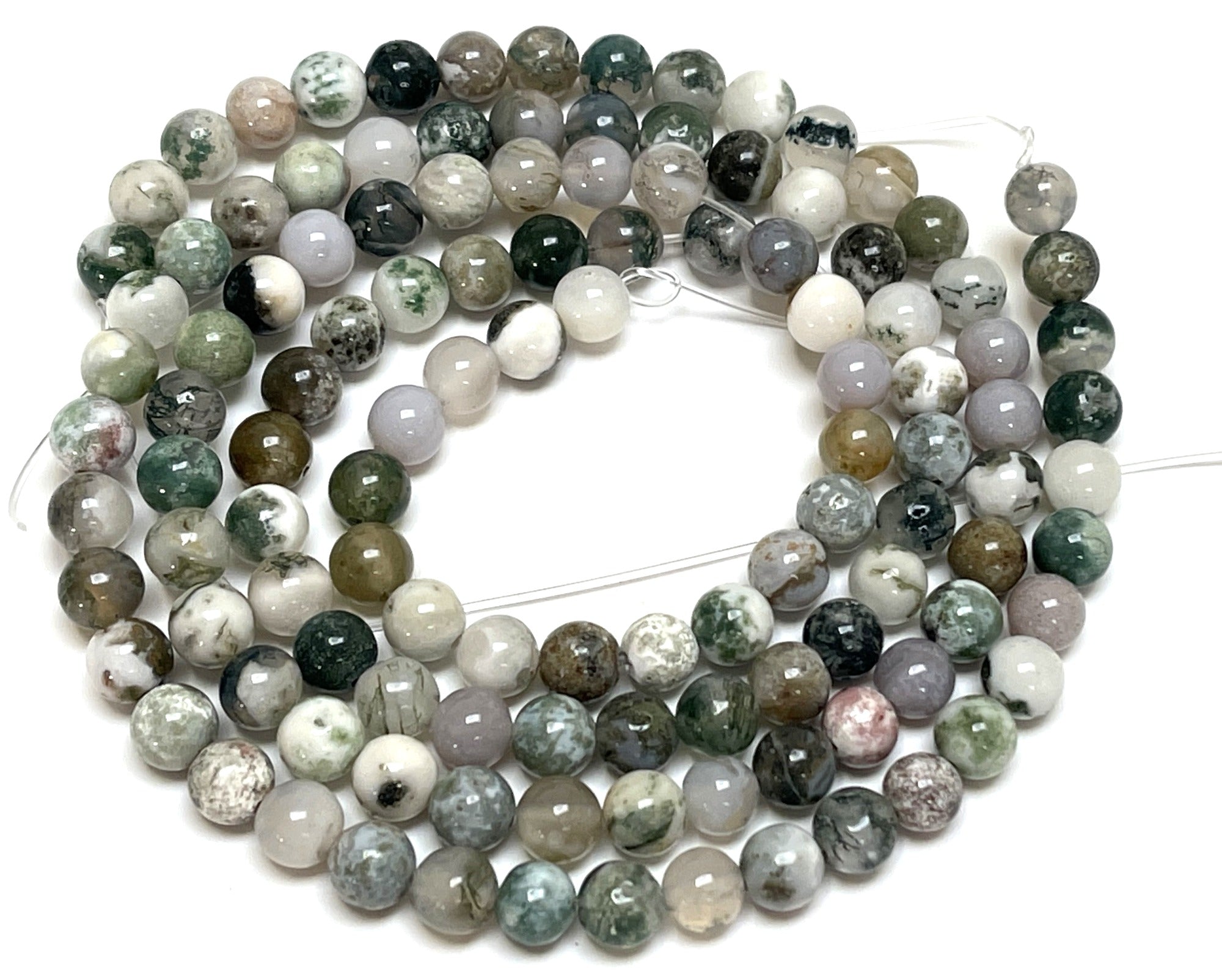 Tree Agate 6mm round natural gemstone beads 15" strand
