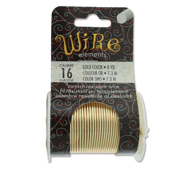 16ga Beadsmith Tarnish Resistant Gold Medium Hard Craft Wire - 8yd (7.3m) Spool - Oz Beads 